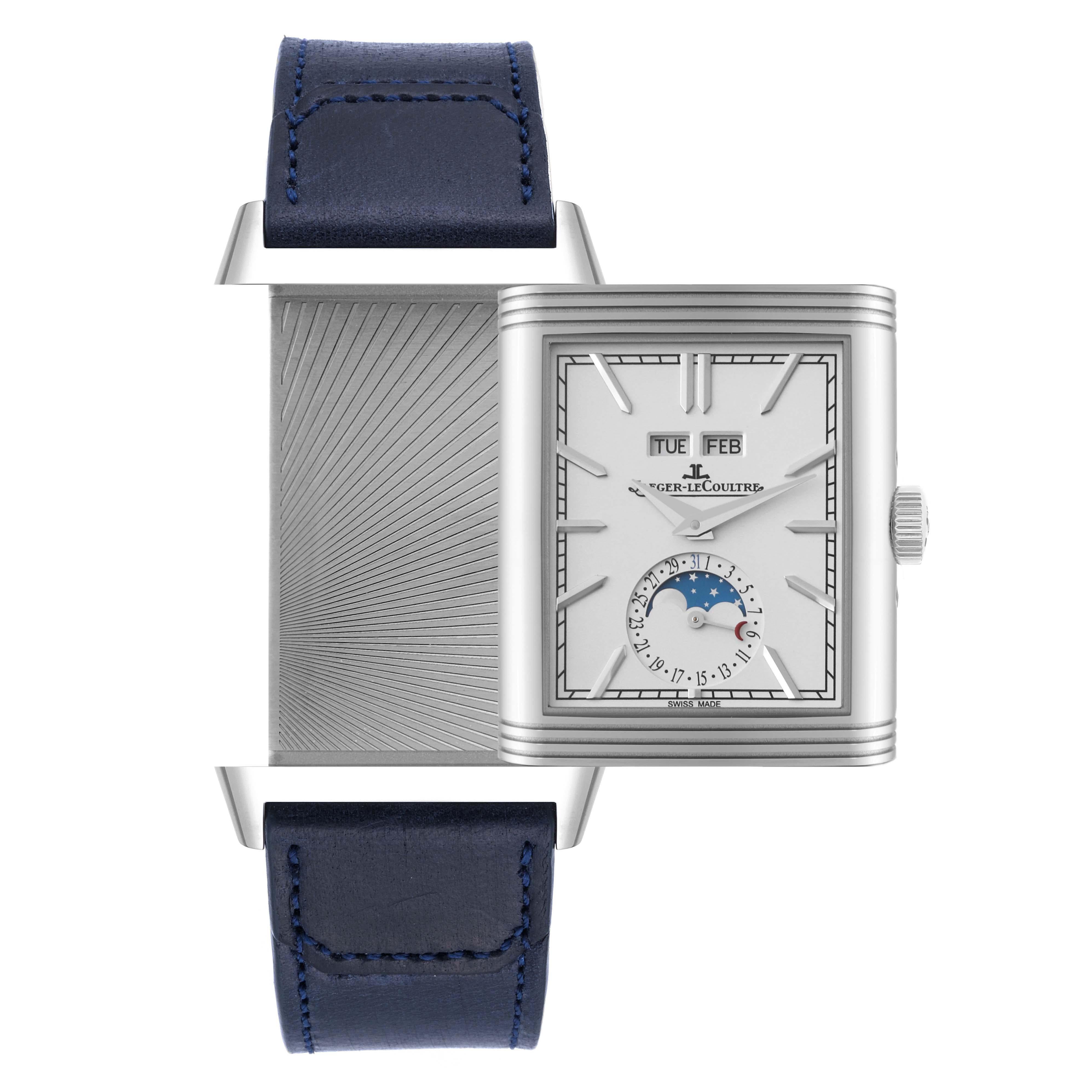 Jaeger LeCoultre Reverso Tribute Duoface Calendar Steel Mens In Excellent Condition In Atlanta, GA