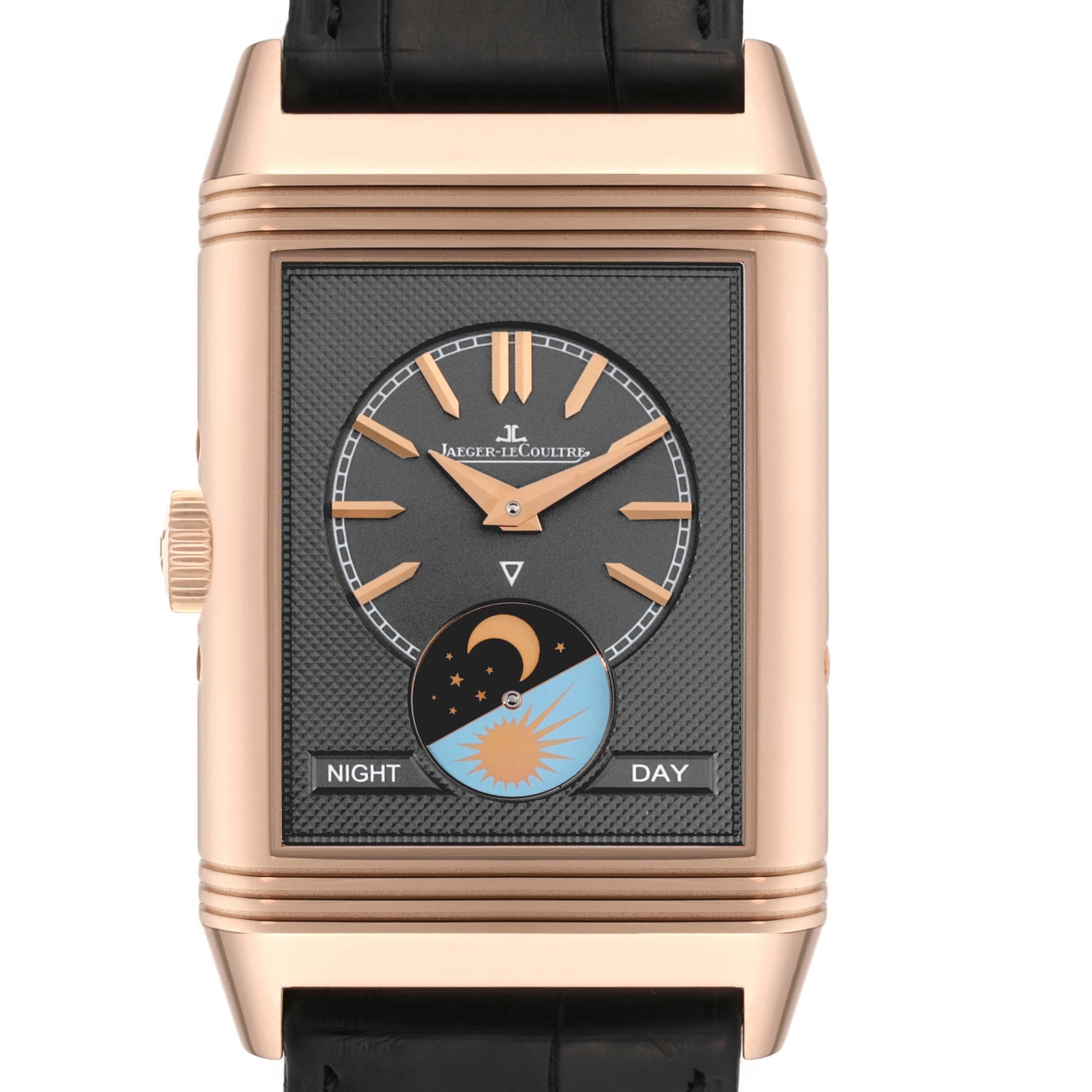Jaeger LeCoultre Reverso Tribute Duoface Rose Gold Mens Watch 216.2.D3 Q3912420 In Excellent Condition For Sale In Atlanta, GA