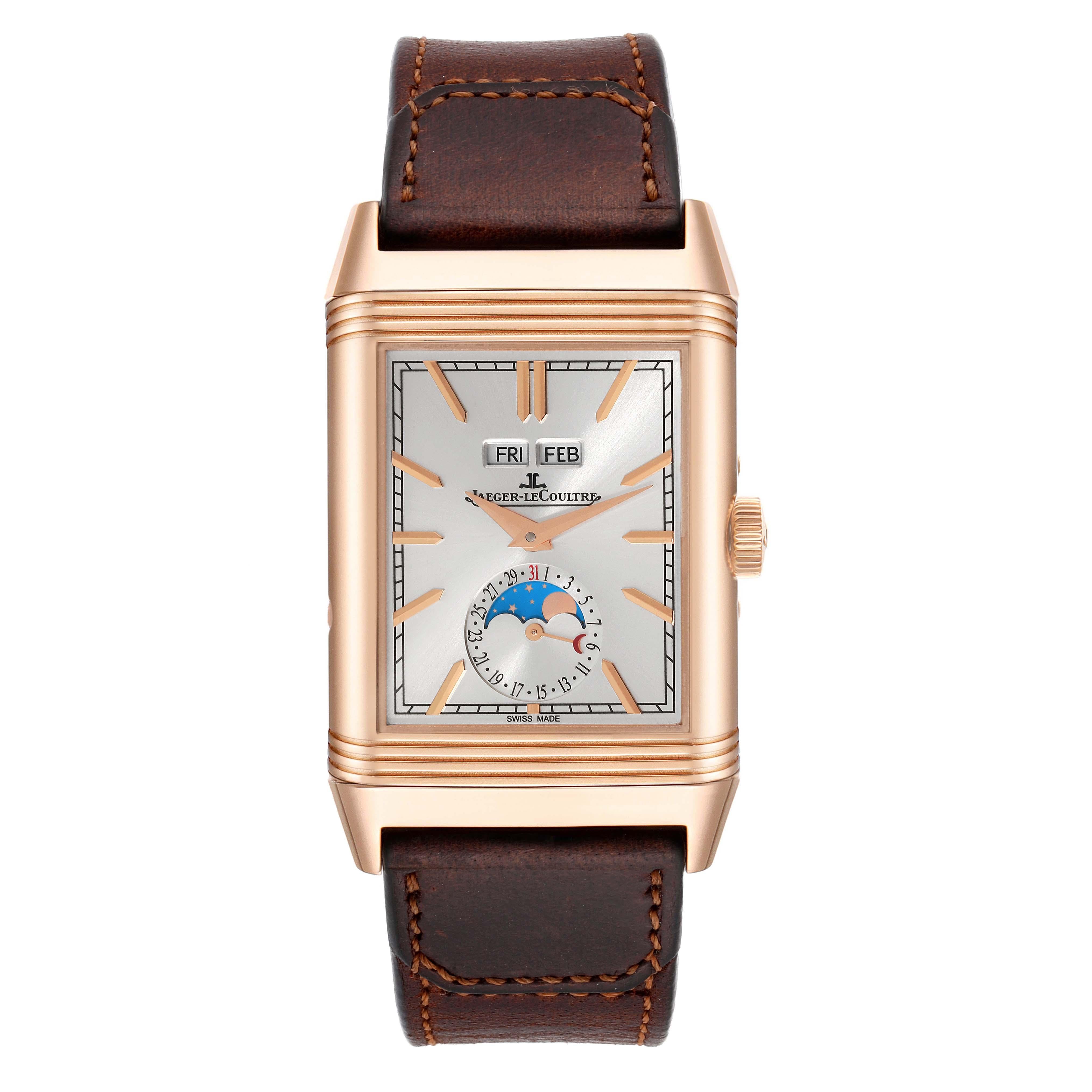 Jaeger LeCoultre Reverso Tribute Duoface Rose Gold Mens Watch 216.2.D3 Q3912530 In Excellent Condition In Atlanta, GA