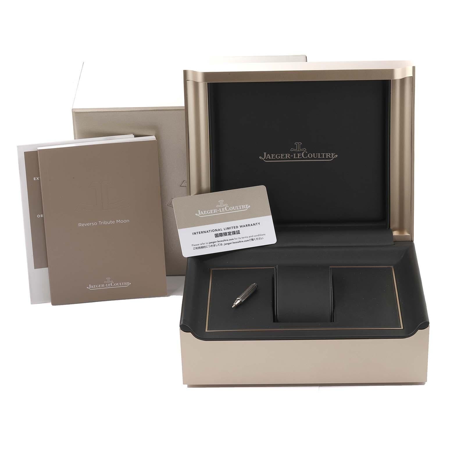 Jaeger LeCoultre Reverso Tribute Duoface Steel Watch 216.8.D3 Q3958420 Box Card For Sale 6