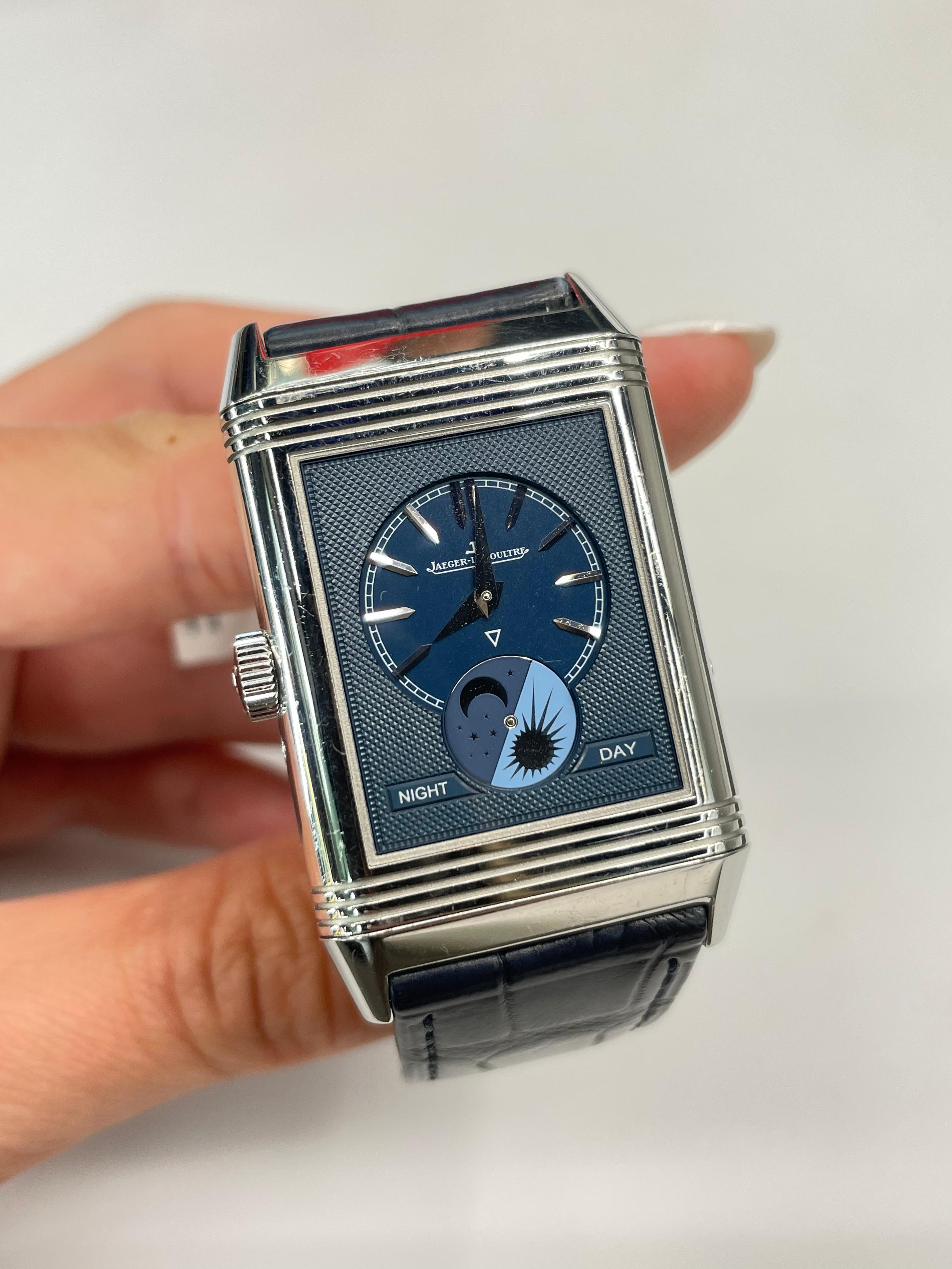 Jaeger-LeCoultre Reverso Tribute Moon Manual-Winding Silver Dial Men's Watch For Sale 4