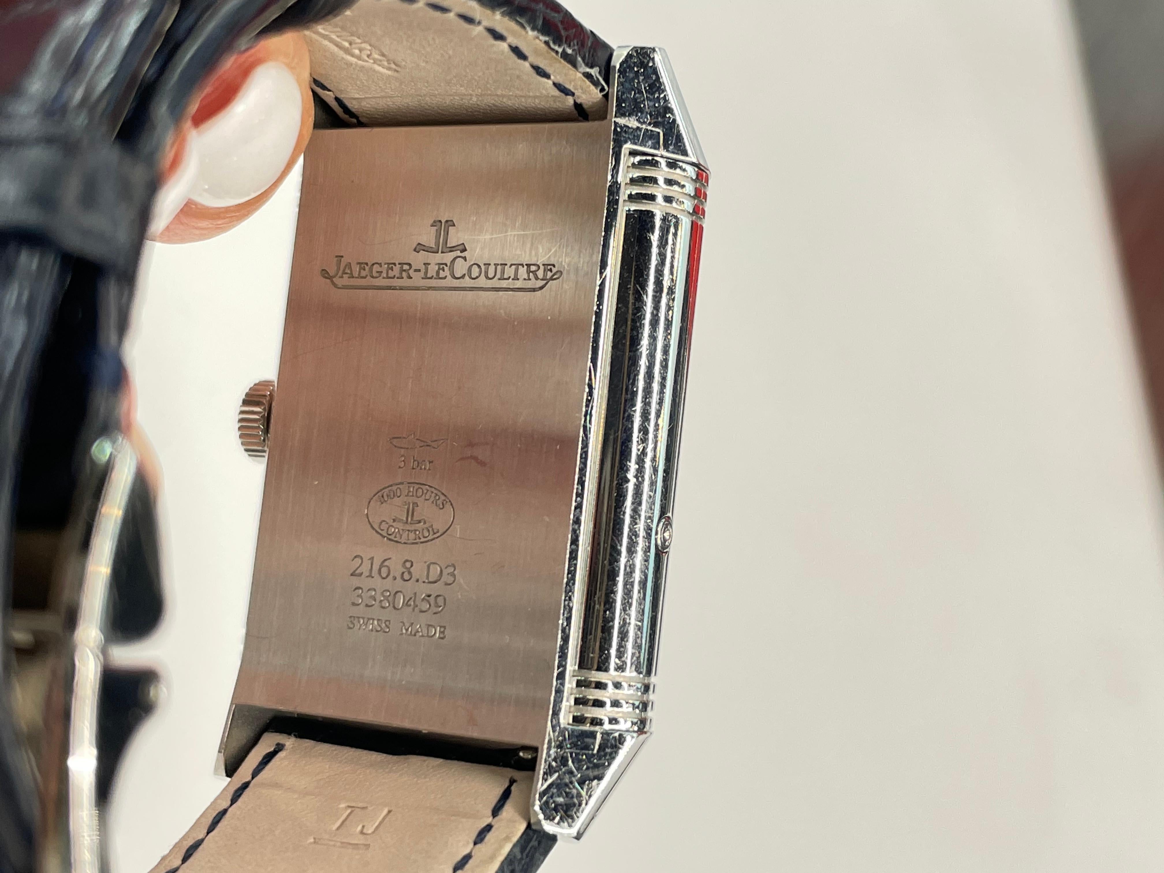 Jaeger-LeCoultre Reverso Tribute Moon Manual-Winding Silver Dial Men's Watch In Excellent Condition In New York, NY