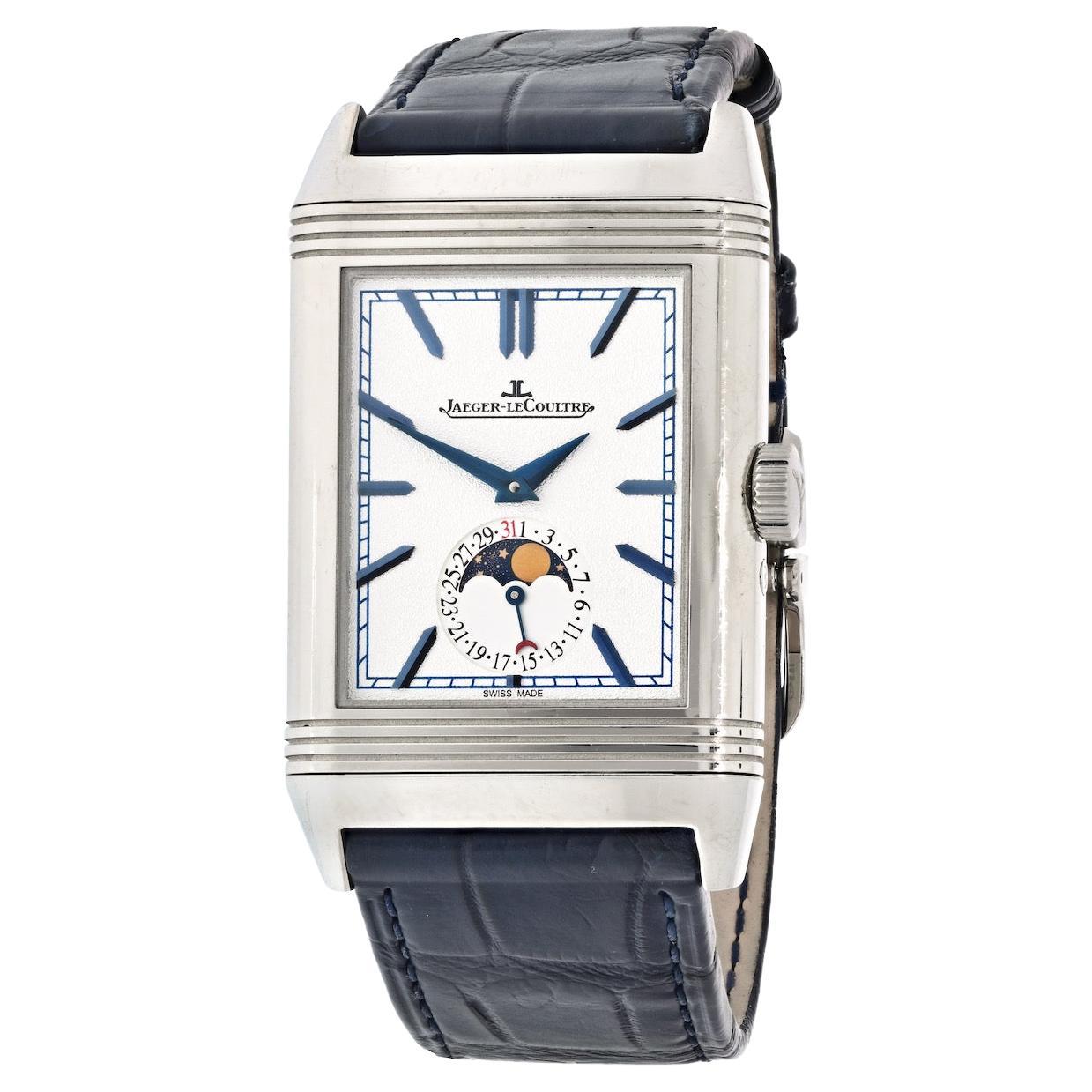 Jaeger-LeCoultre Reverso Tribute Moon Manual-Winding Silver Dial Men's Watch For Sale