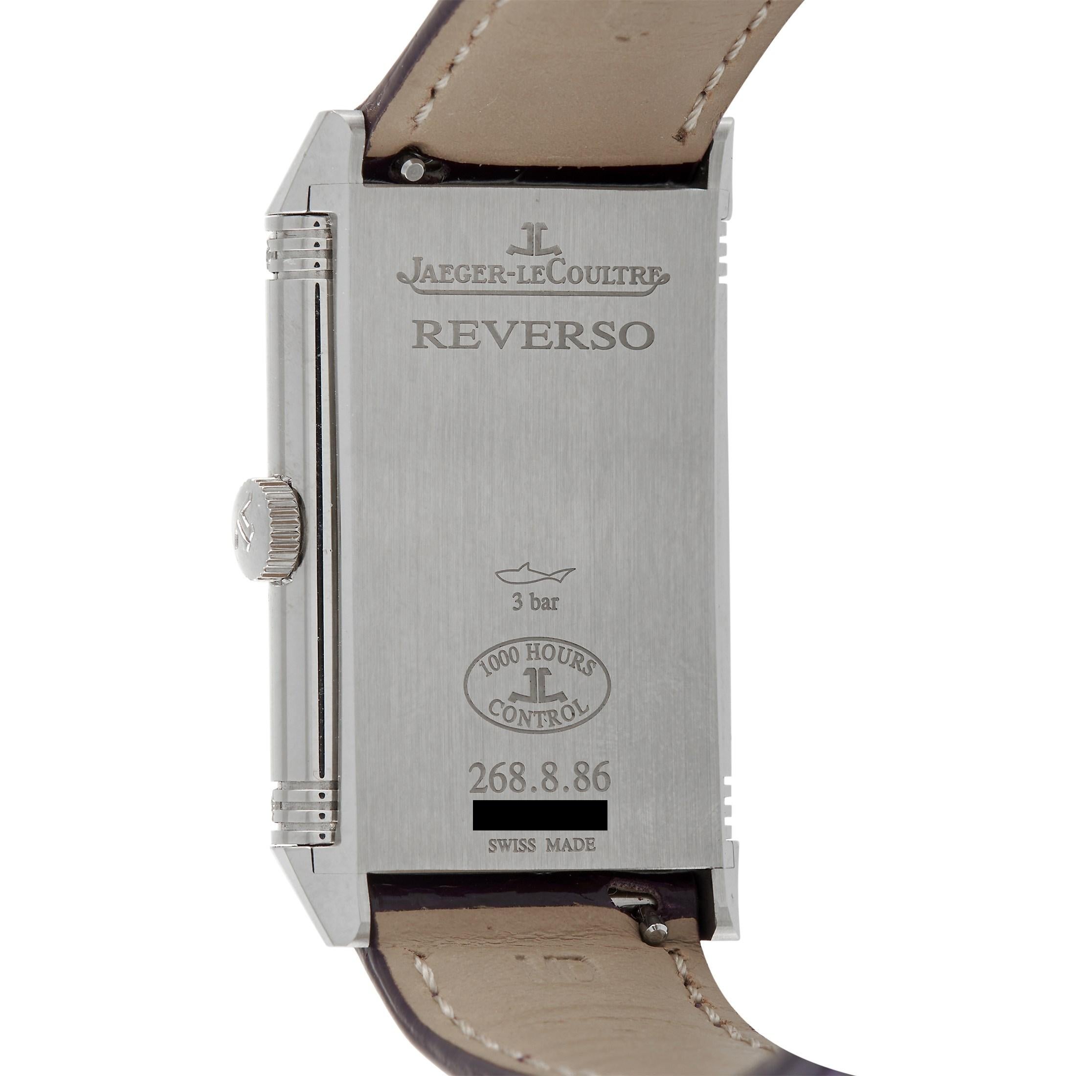 Round Cut Jaeger-LeCoultre Reverso Ultra Thin Diamond Watch 268.8.86