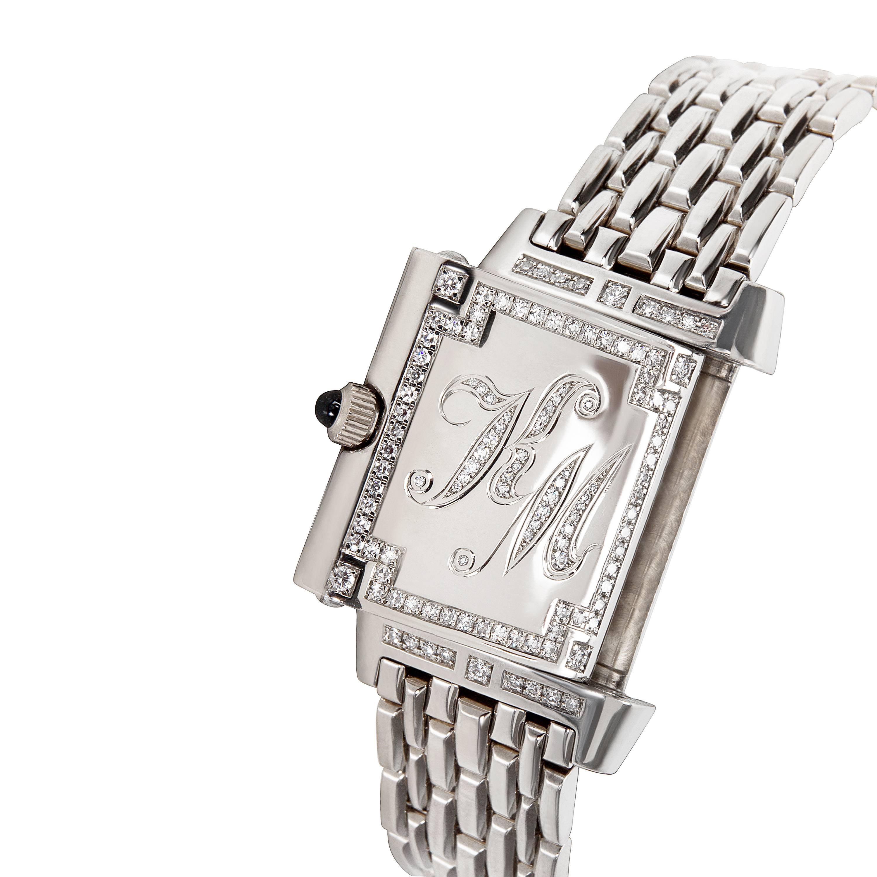 Jaeger LeCoultre Reverso Women's Watch in 18 Karat White Gold In Excellent Condition In New York, NY