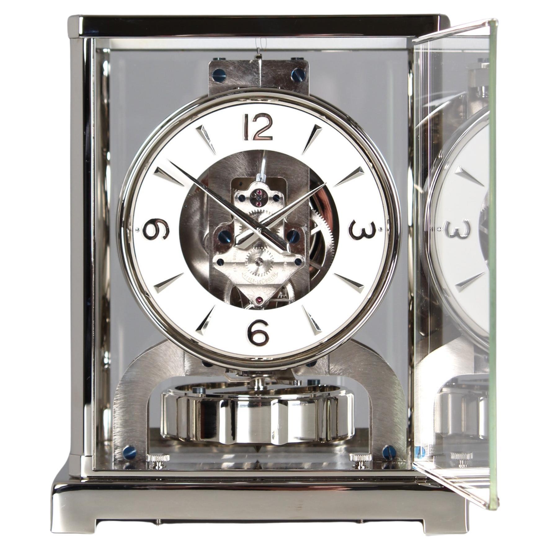 Jaeger LeCoultre, Silver Atmos Clock from 1955, Revised and New Nickel-Plated