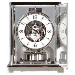 Antique Jaeger LeCoultre, Silver Atmos Clock from 1955, Revised and New Nickel-Plated