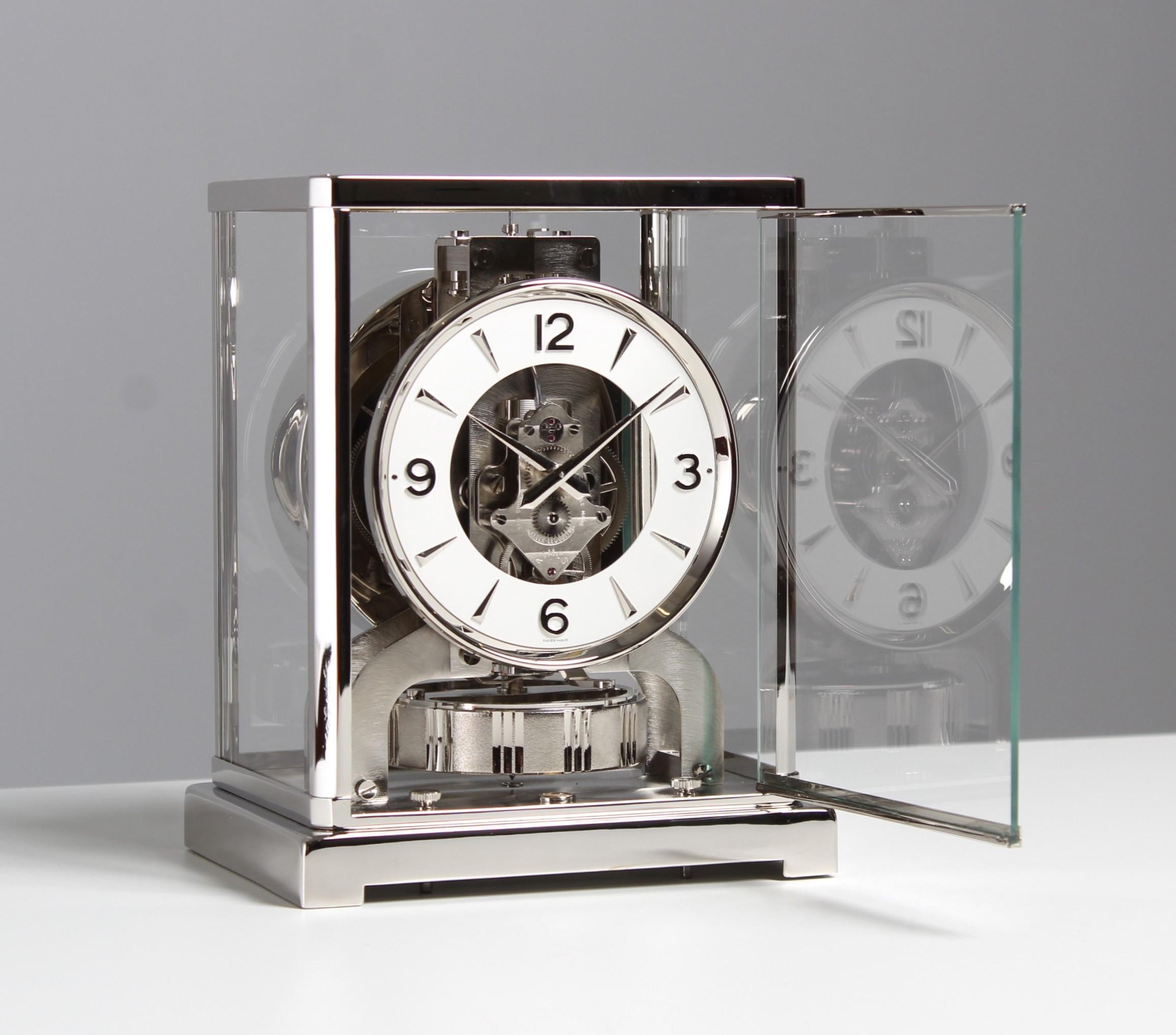 Jaeger LeCoultre, Silver Atmos Clock from 1970, Revised and Platinum-Plated 3