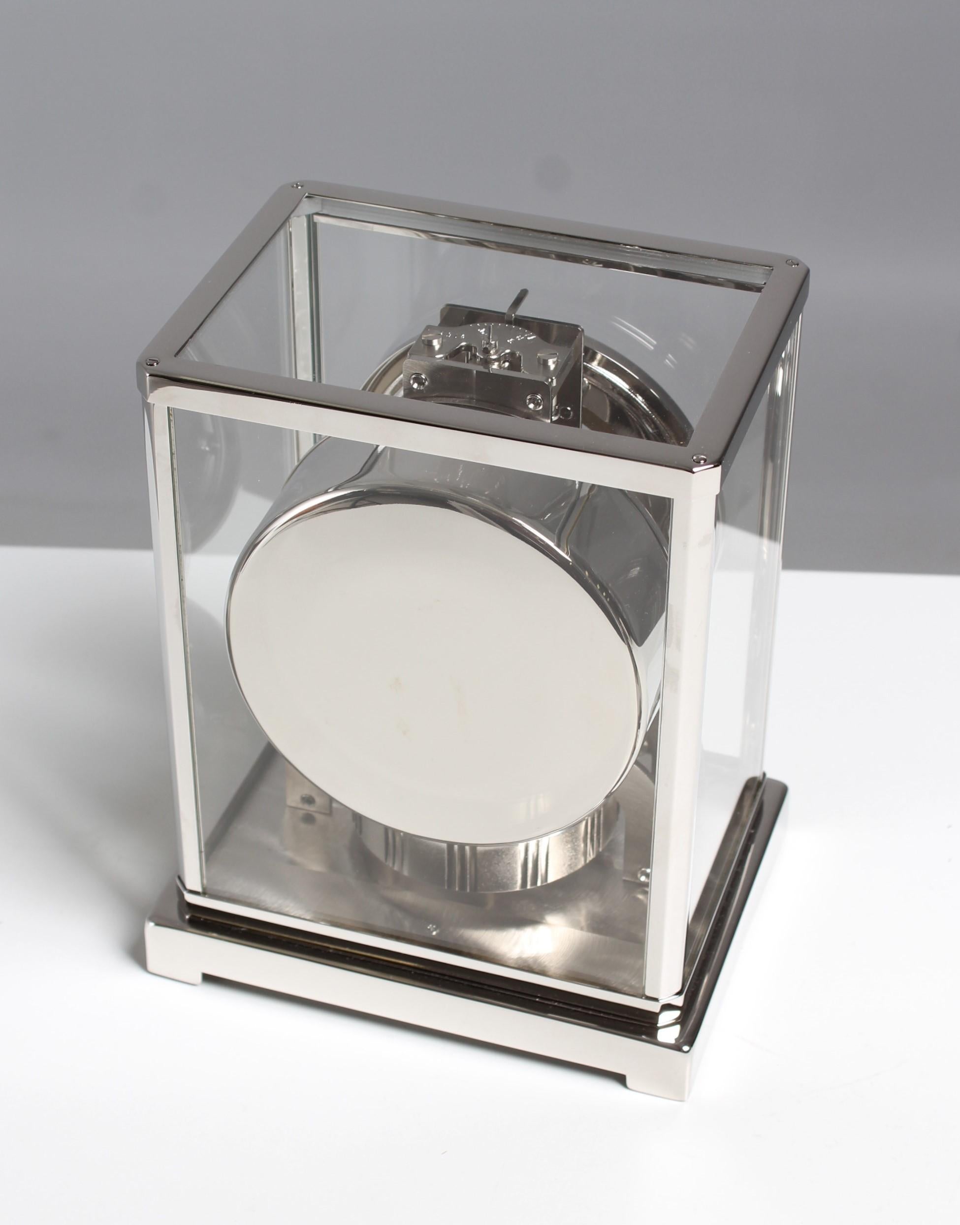 Jaeger LeCoultre, Silver Atmos Clock from 1970, Revised and Platinum-Plated 4