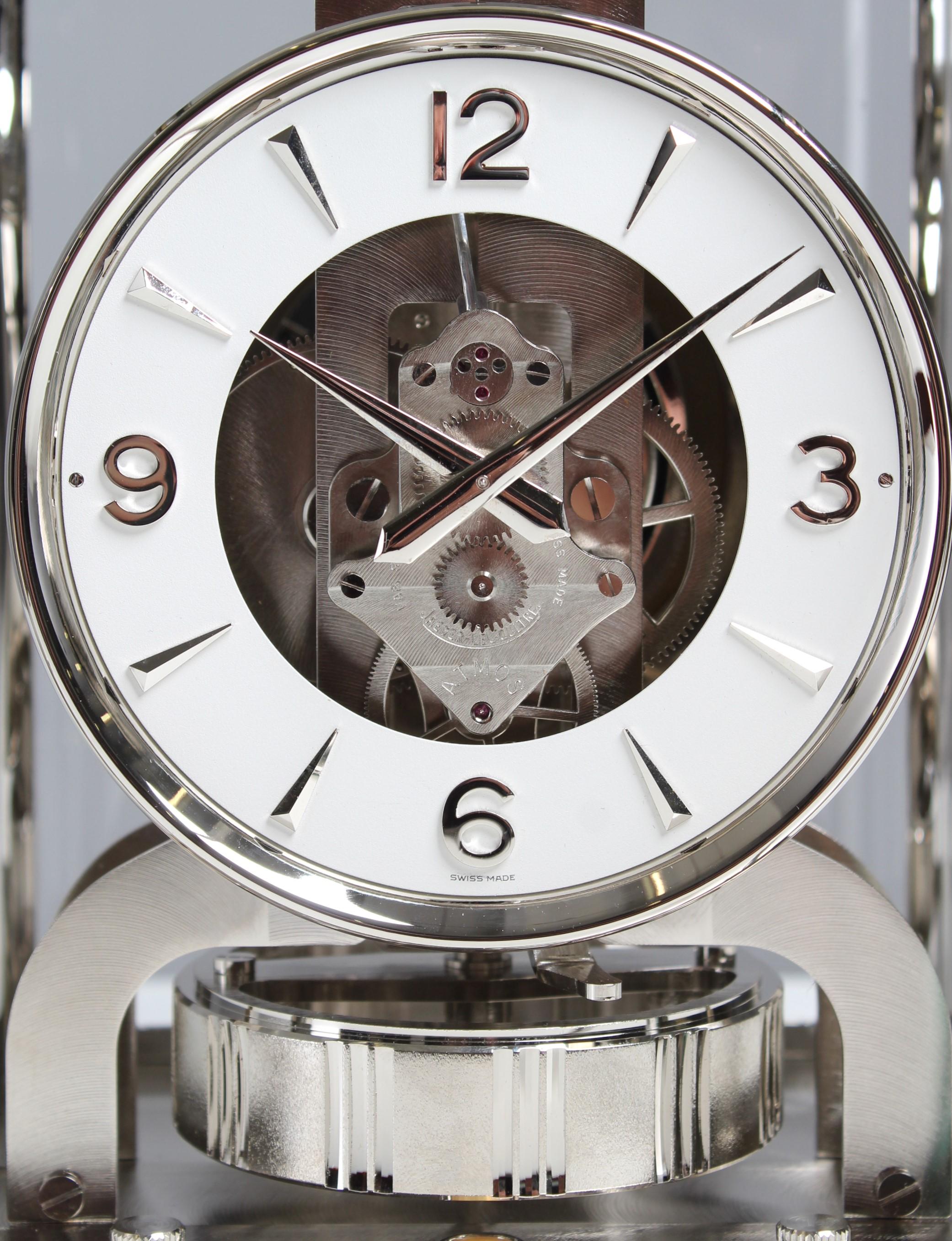Swiss Jaeger LeCoultre, Silver Atmos Clock from 1970, Revised and Platinum-Plated