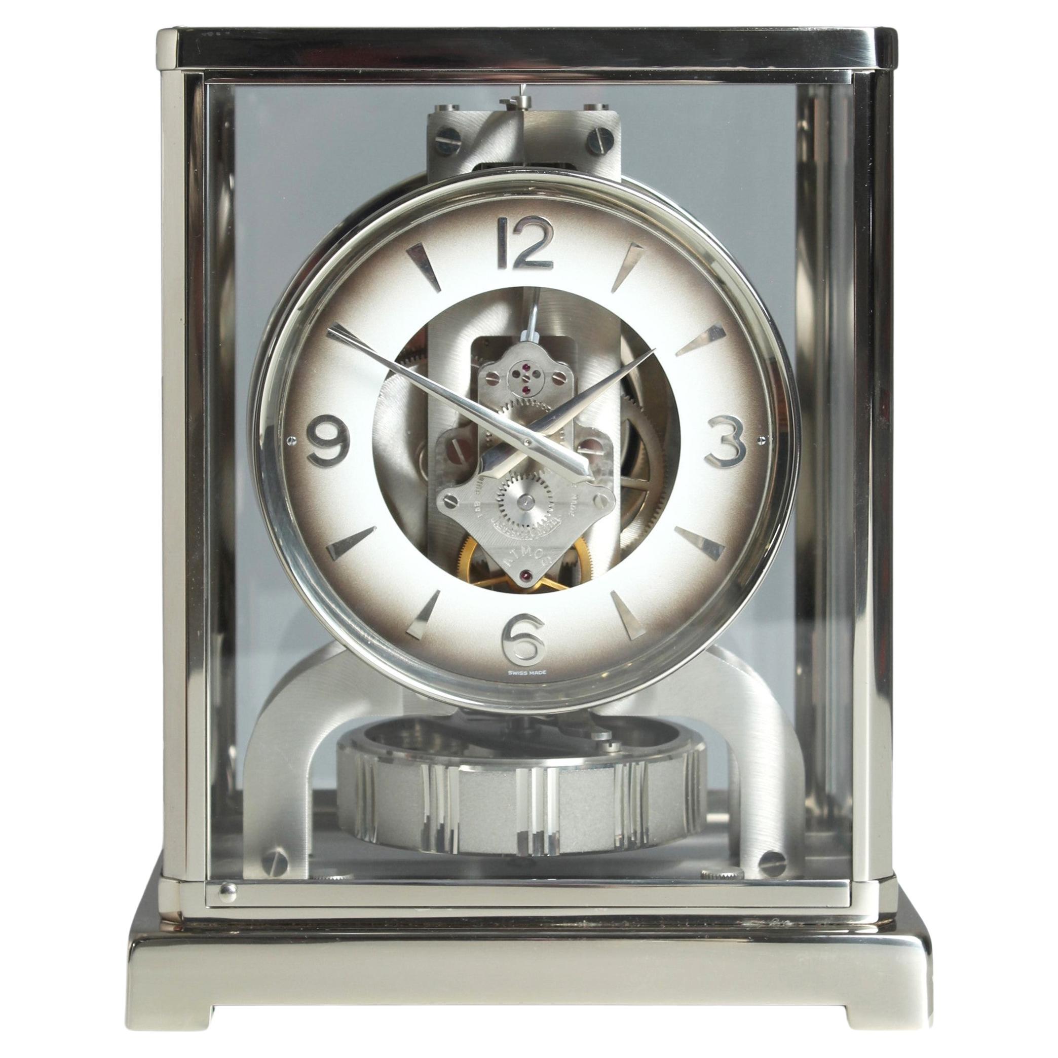 Jaeger LeCoultre, Silver Atmos Clock, Original Nickel Plated, Swiss, 1973 For Sale