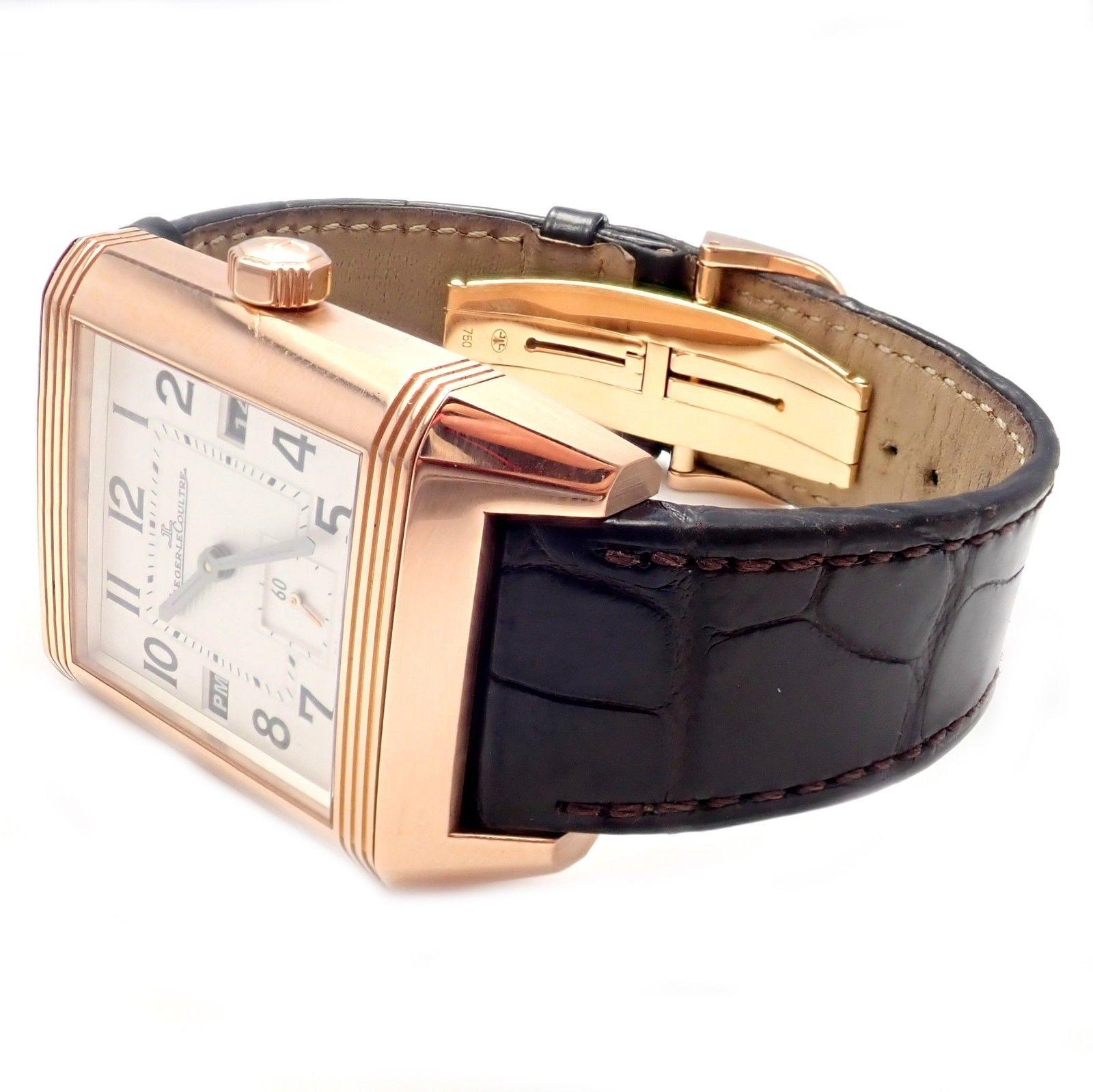 Jaeger Lecoultre Squadra Reverso Hometime Rose Gold Men’s Wristwatch 230.2.77 In Excellent Condition In Southampton, PA