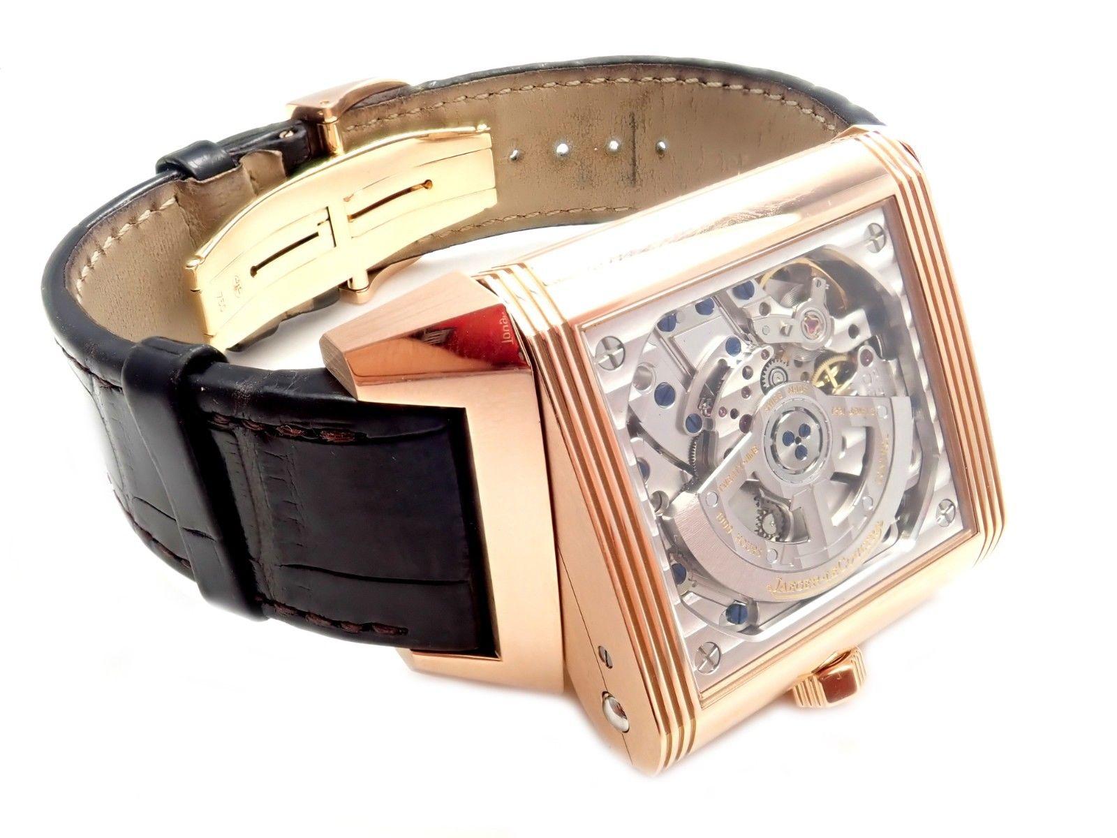 Women's or Men's Jaeger Lecoultre Squadra Reverso Hometime Rose Gold Men’s Wristwatch 230.2.77