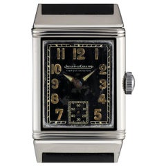 Jaeger LeCoultre Stainless Steel Black Arabic Dial Reverso Used Watch