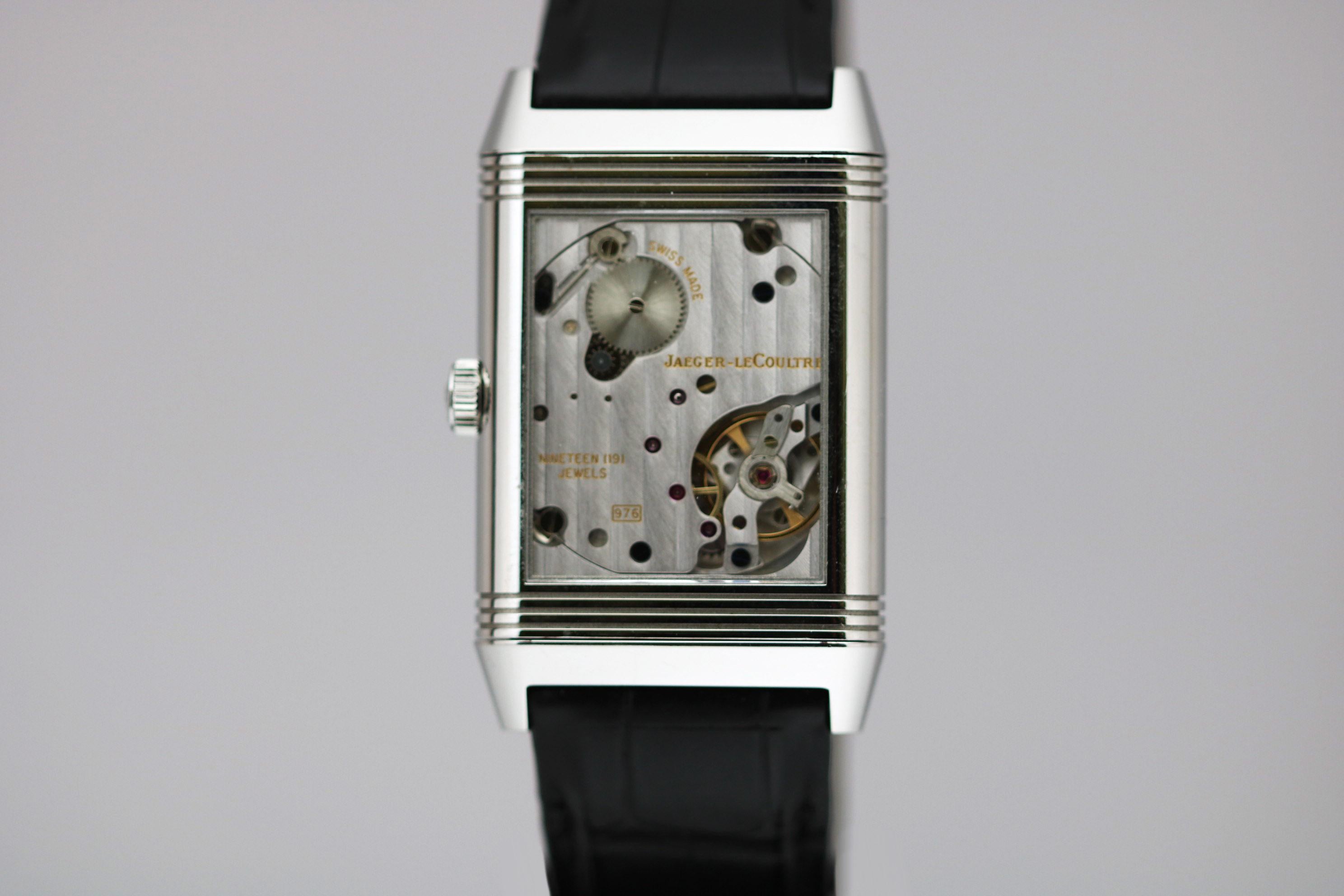 Jaeger-LeCoultre Stainless Steel Grand Reverso 976 with Box & Papers c. 2010 In Good Condition In Miami Beach, FL