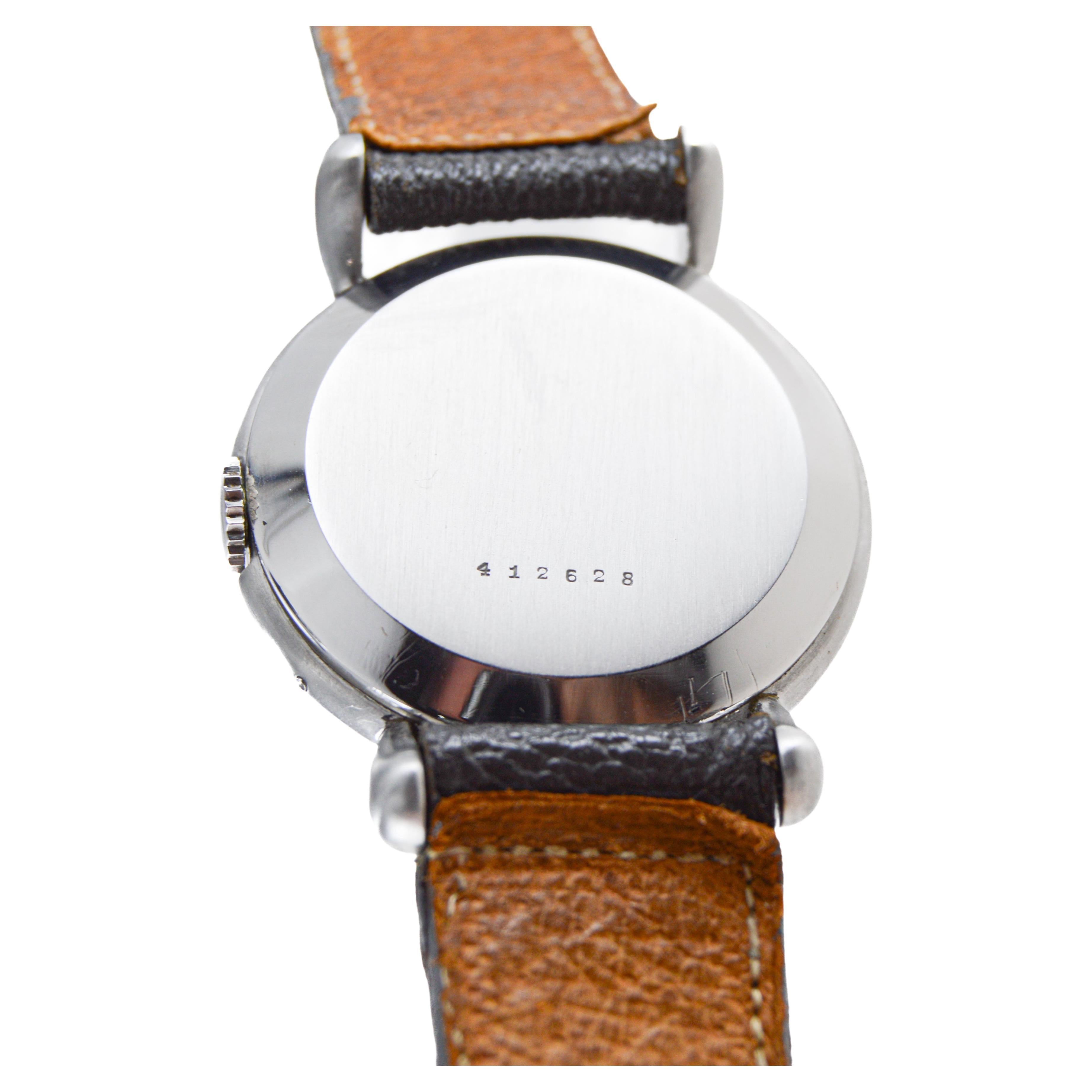 Jaeger-LeCoultre in acciaio inossidabile con tripla data, quadrante originale e scatola anni '40 in vendita 12