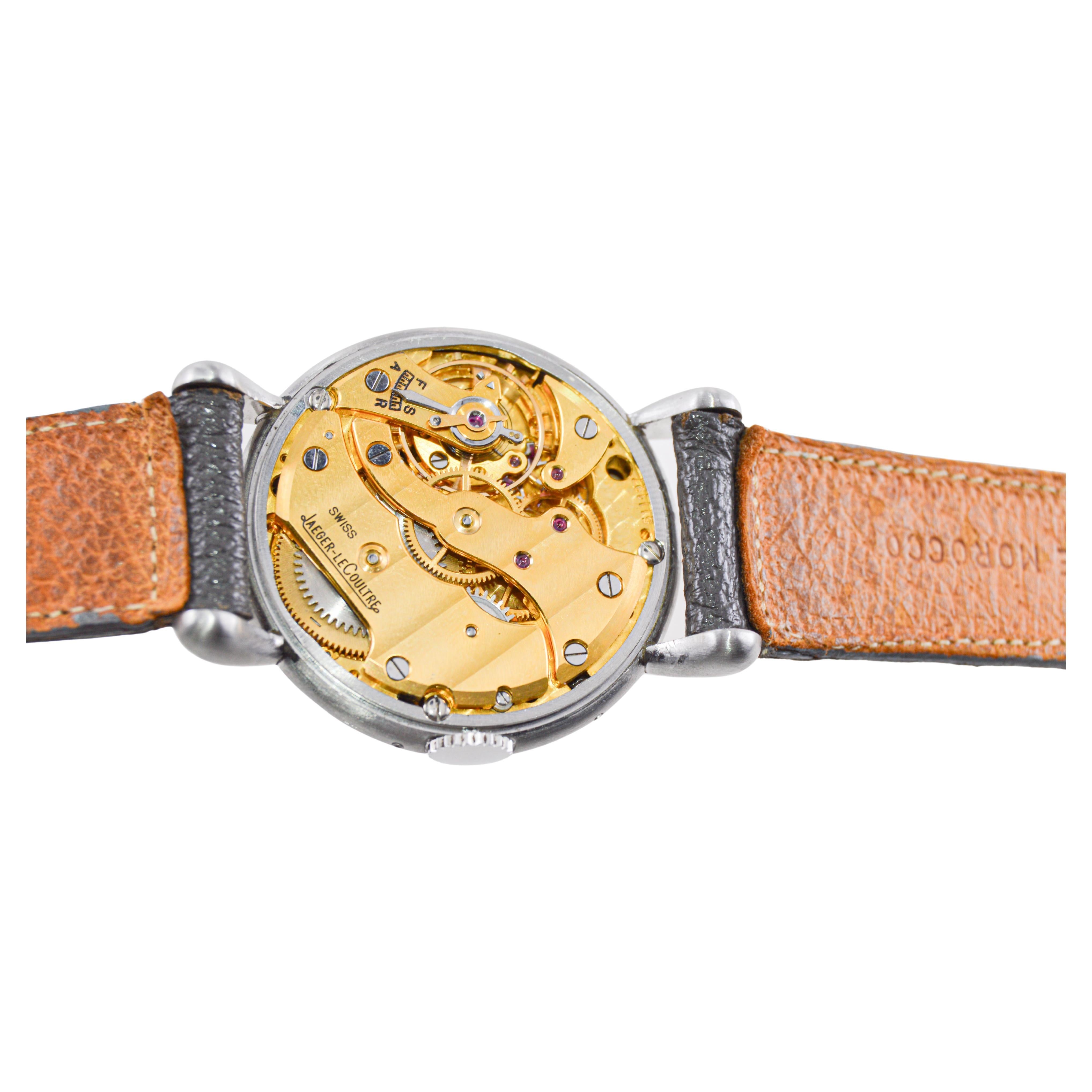 Jaeger-LeCoultre in acciaio inossidabile con tripla data, quadrante originale e scatola anni '40 in vendita 14