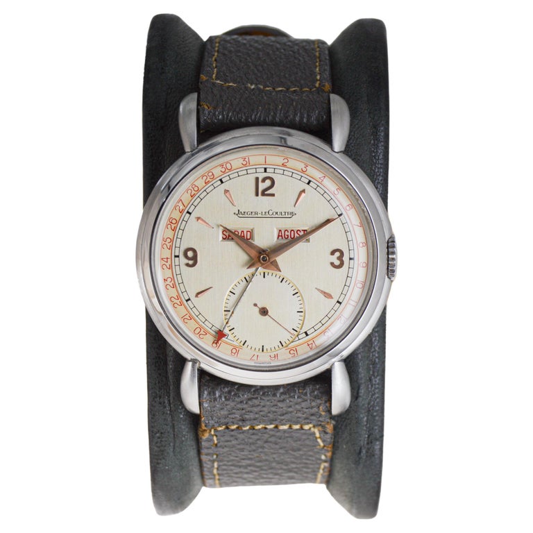 Jaeger-LeCoultre Edelstahl Dreifachdatum mit Original Zifferblatt