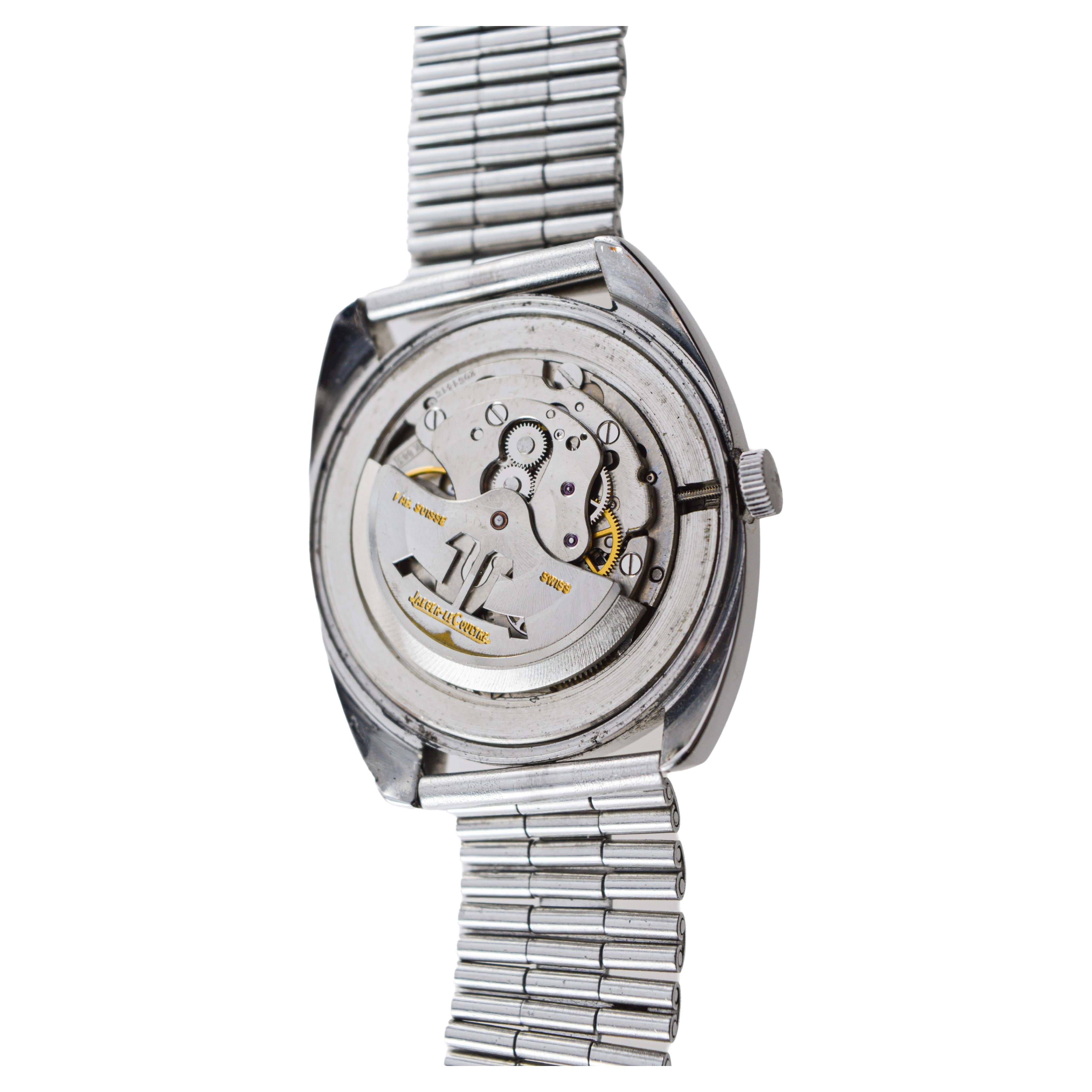 Montre-bracelet Jaeger-LeCoultre en acier circa 1960 avec cadran et bracelet d'origine en vente 9