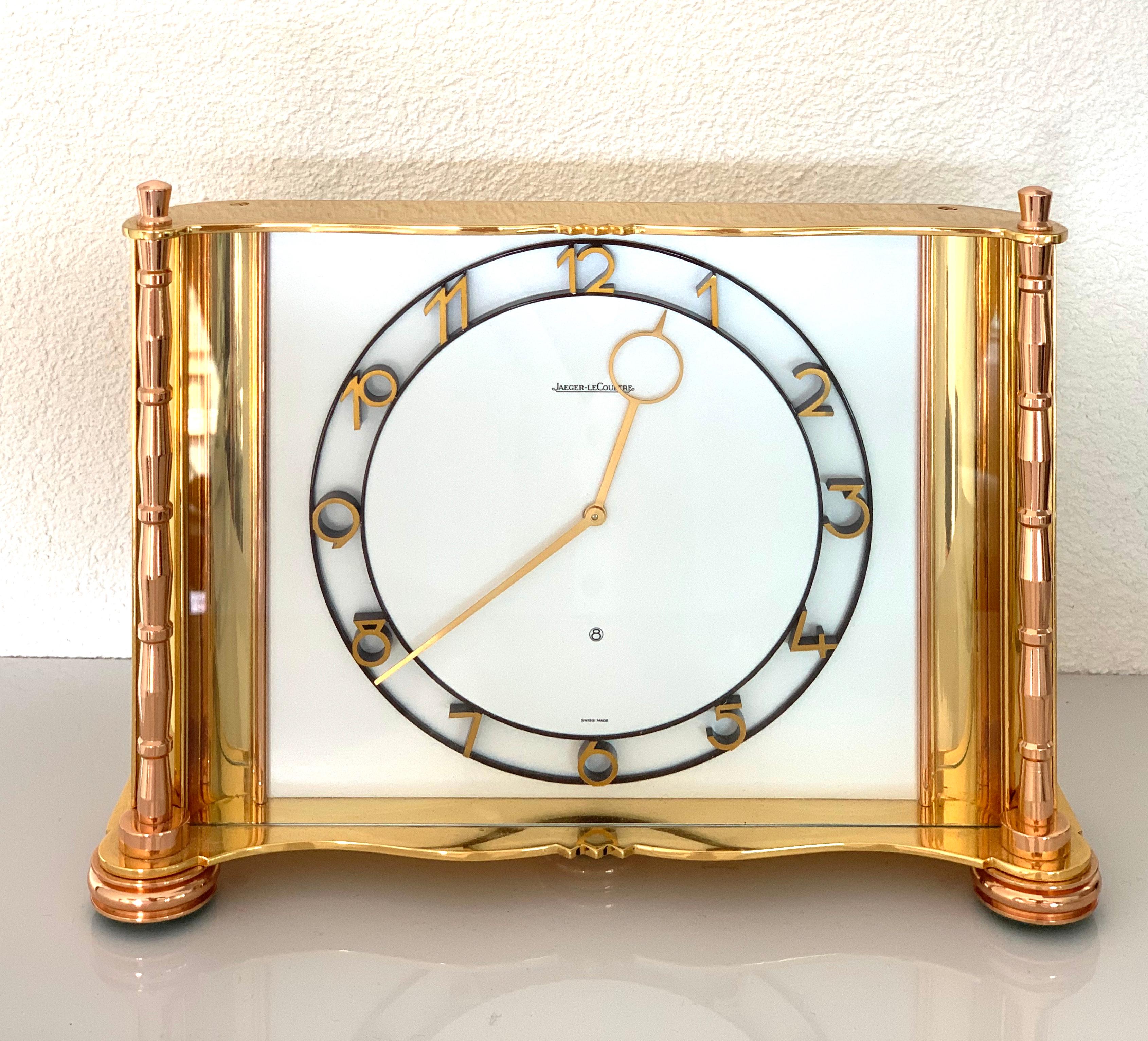 Swiss Jaeger-LeCoultre Switzerland Vintage Table Brass Clock, 1930