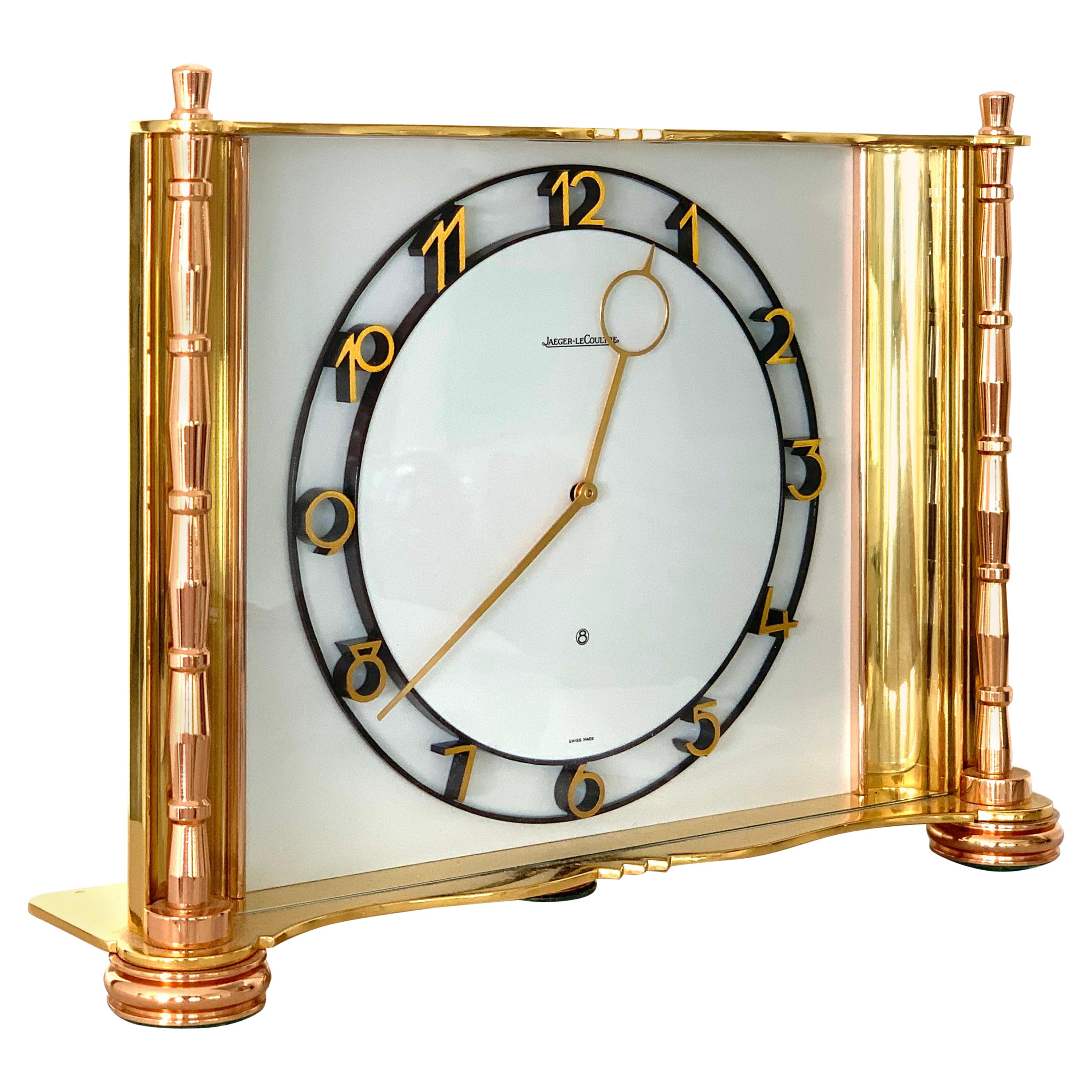 Jaeger-LeCoultre Switzerland Vintage Table Brass Clock, 1930