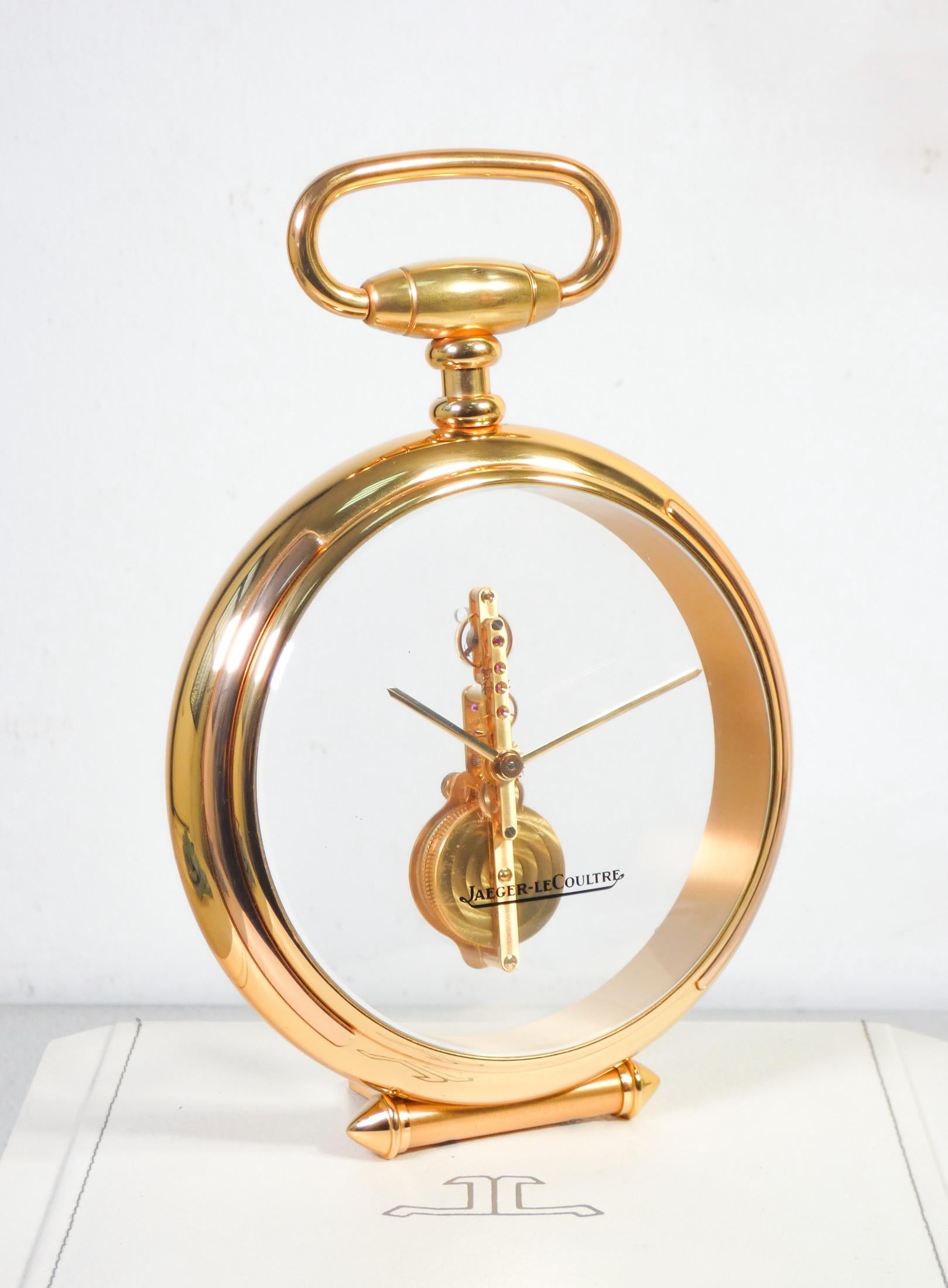 Jaeger LeCoultre Table Clock, "Baguette" Movement, Original Packaging