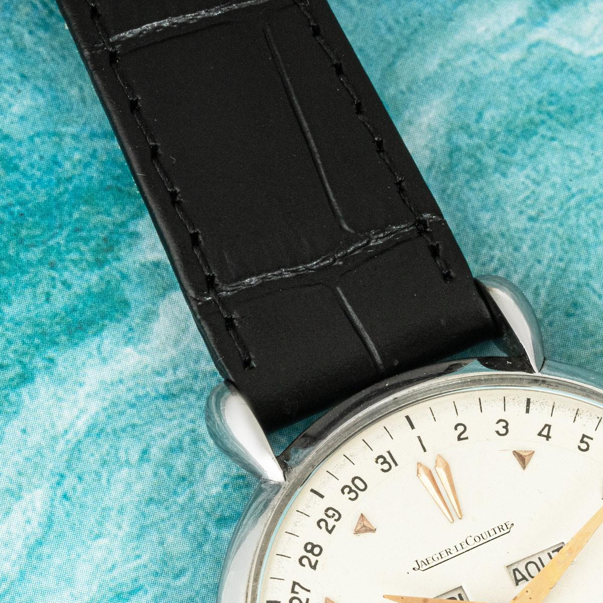Jaeger-LeCoultre Dreifach-Datums-Kalender aus Edelstahl 1960er Jahre im Angebot 3