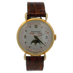 Jaeger LeCoultre Triple Date Moon Phase French Print 18K Yellow Gold Watch