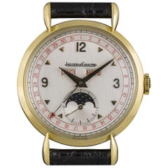 Jaeger-LeCoultre Triple Date Moonphase Vintage Gents 18k Yellow Gold Silver Dial