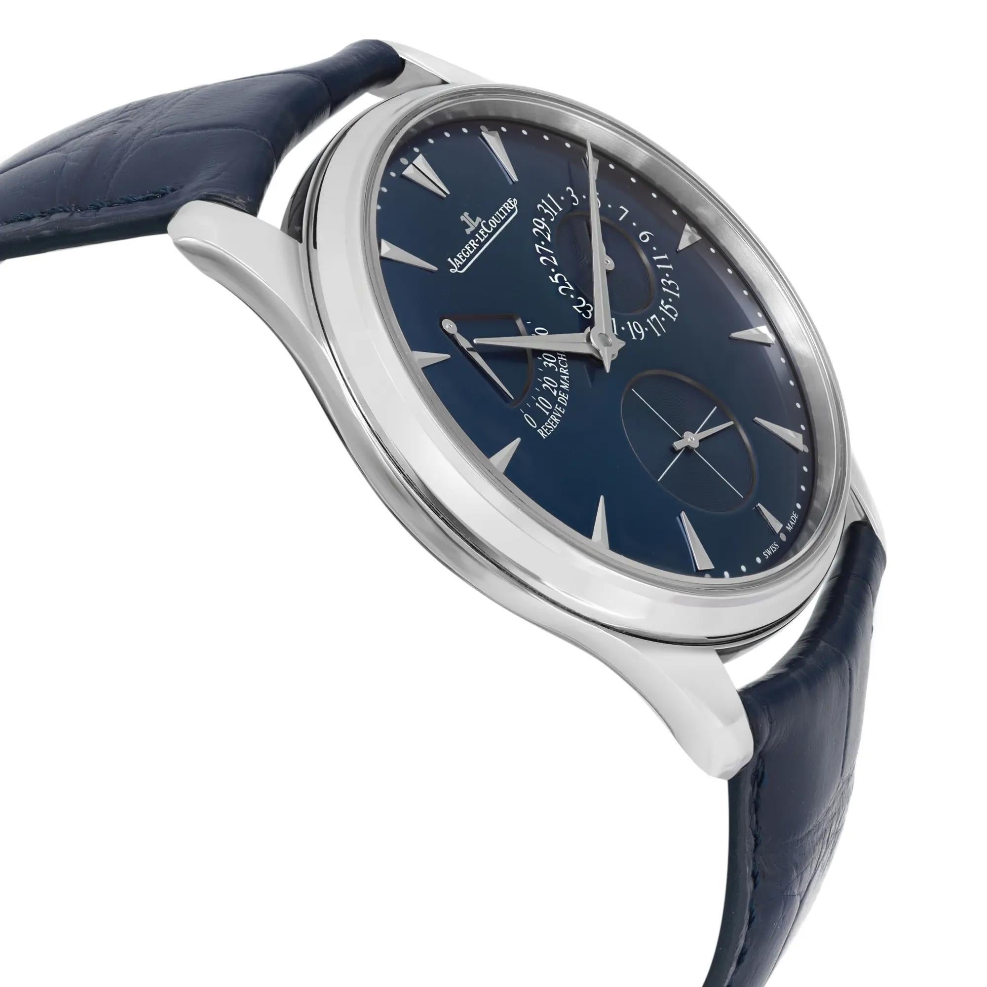 Men's Jaeger Lecoultre Ultra Thin Reserve De Marche Steel Blue Dial Watch Q1378480 For Sale