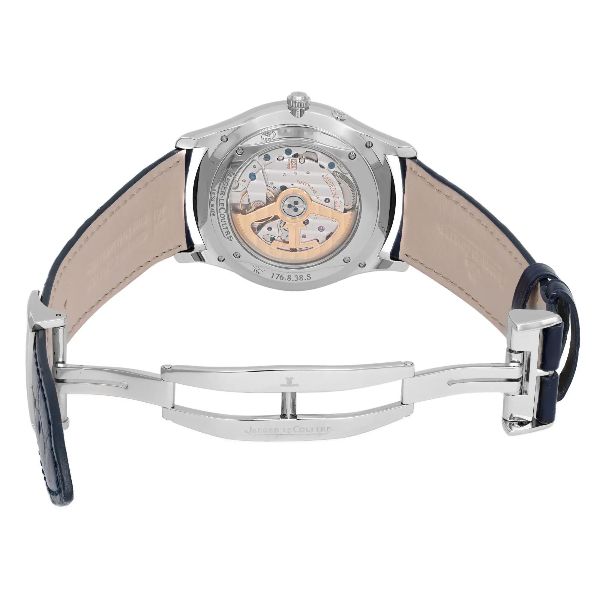 Jaeger Lecoultre Ultra Thin Reserve De Marche Steel Blue Dial Watch Q1378480 For Sale 2