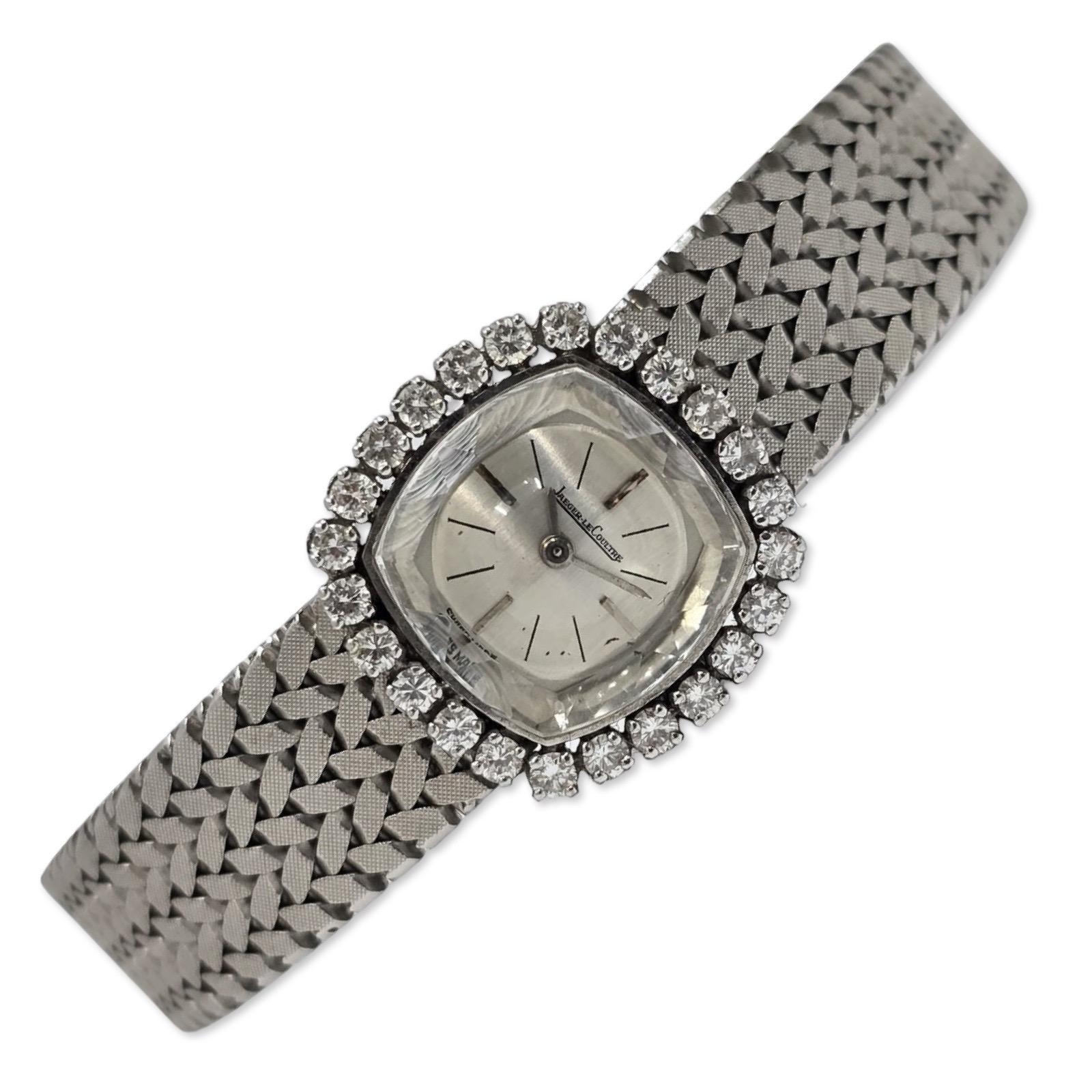 A rare find for serious collectors of fine timepieces, this vintage LeCoultre ladies watch exudes refined elegance and enduring value. Meticulously handcrafted in solid 18K white gold and weighing a substantial 43.2 grams, it features a 20mm