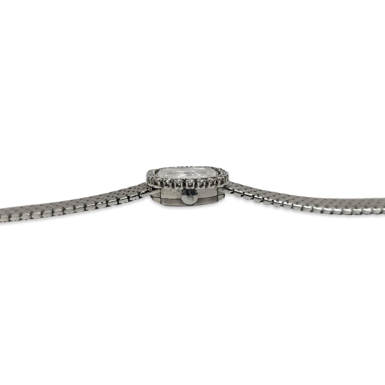 Jaeger-LeCoultre Vintage 18K White Gold Ladies Watch – Diamond Bezel, Swiss In Excellent Condition For Sale In Miami, FL