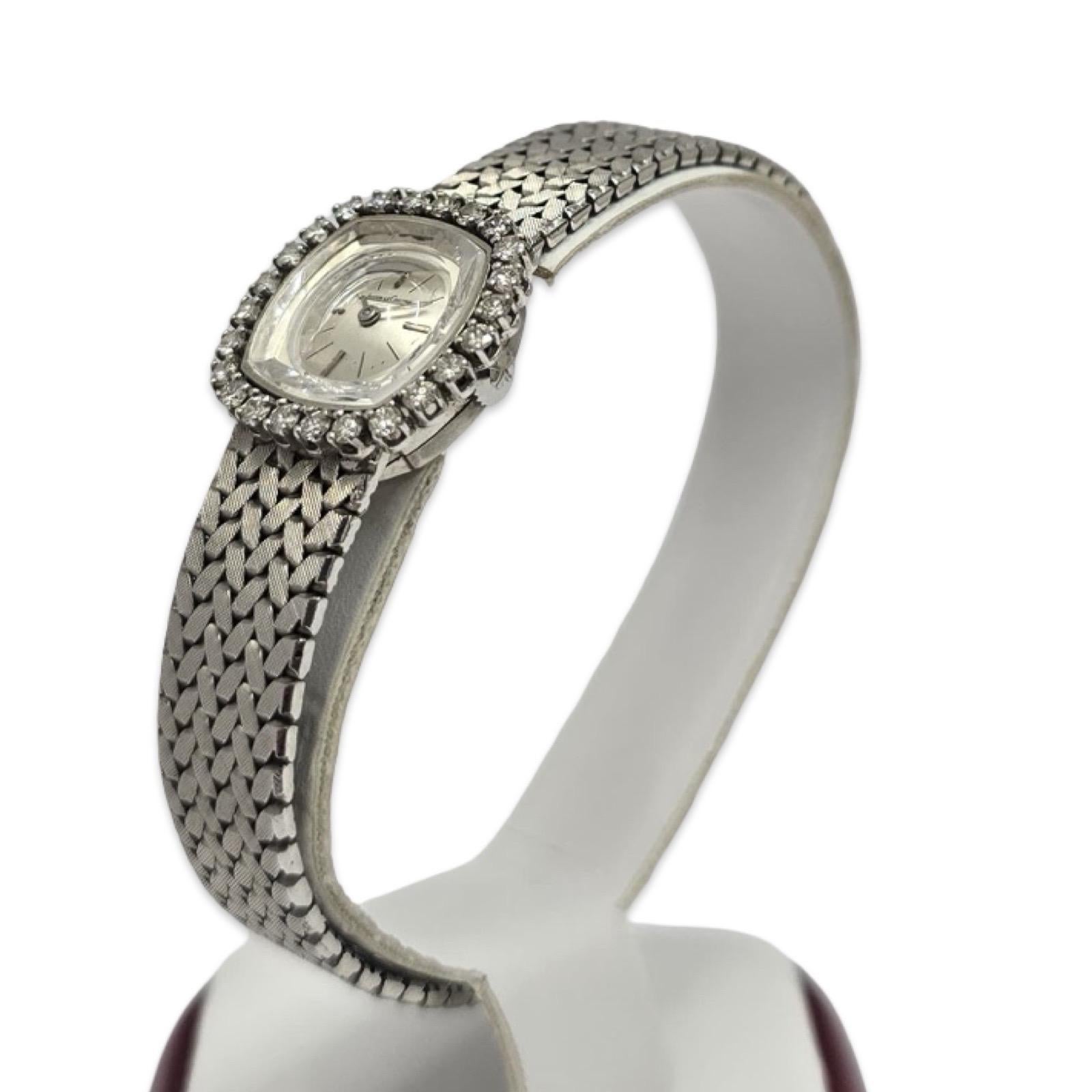 Jaeger-LeCoultre Vintage 18K White Gold Ladies Watch – Diamond Bezel, Swiss For Sale 1