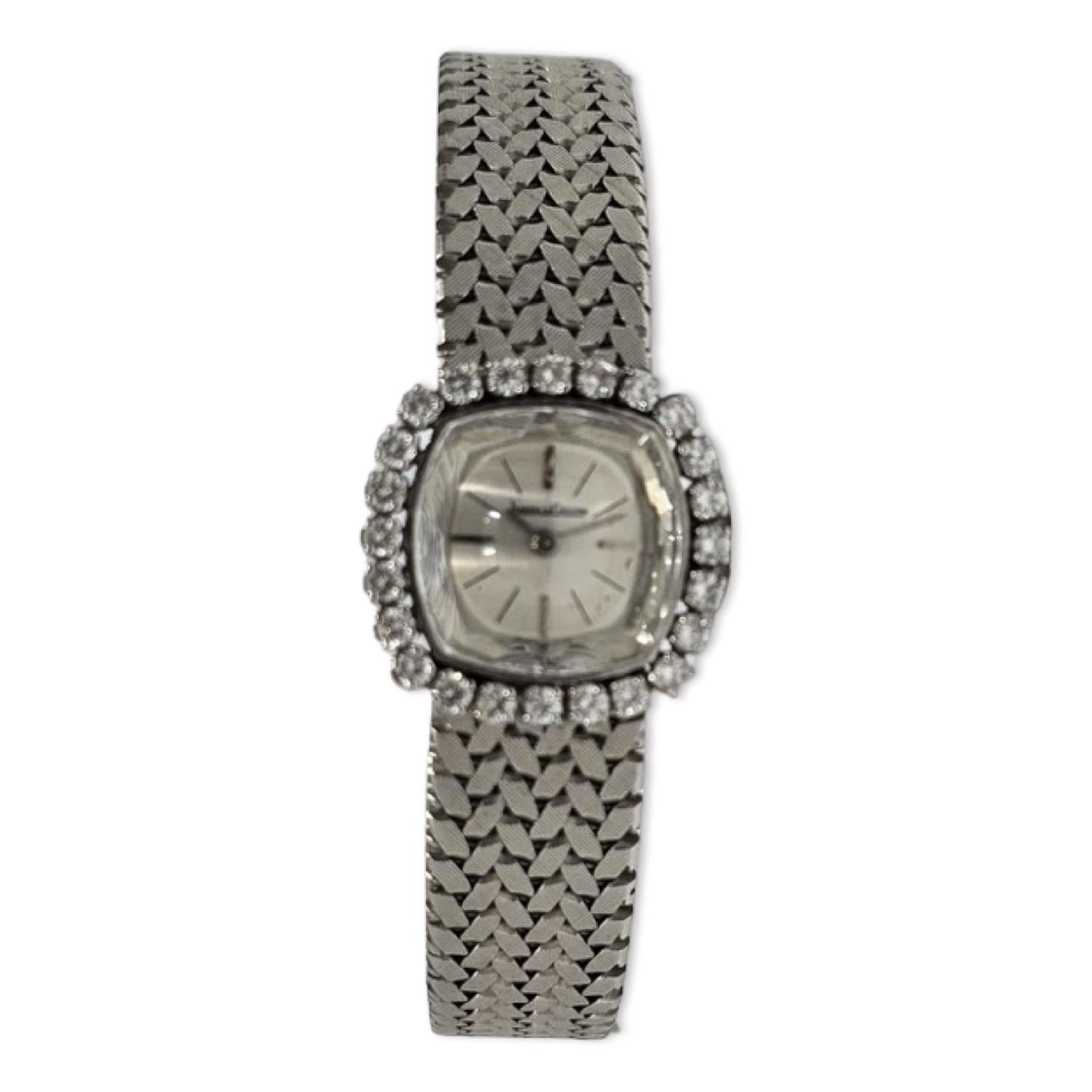 Jaeger-LeCoultre Vintage 18K White Gold Ladies Watch – Diamond Bezel, Swiss For Sale 2