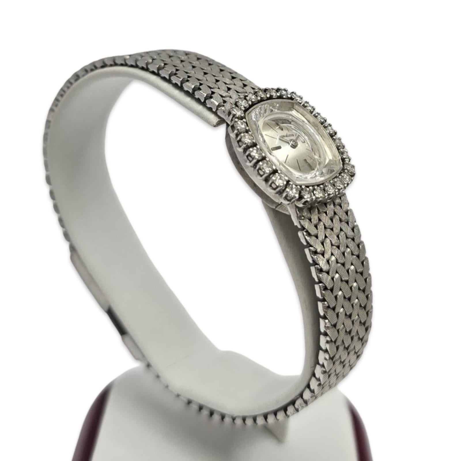 Jaeger-LeCoultre Vintage 18K White Gold Ladies Watch – Diamond Bezel, Swiss For Sale 4