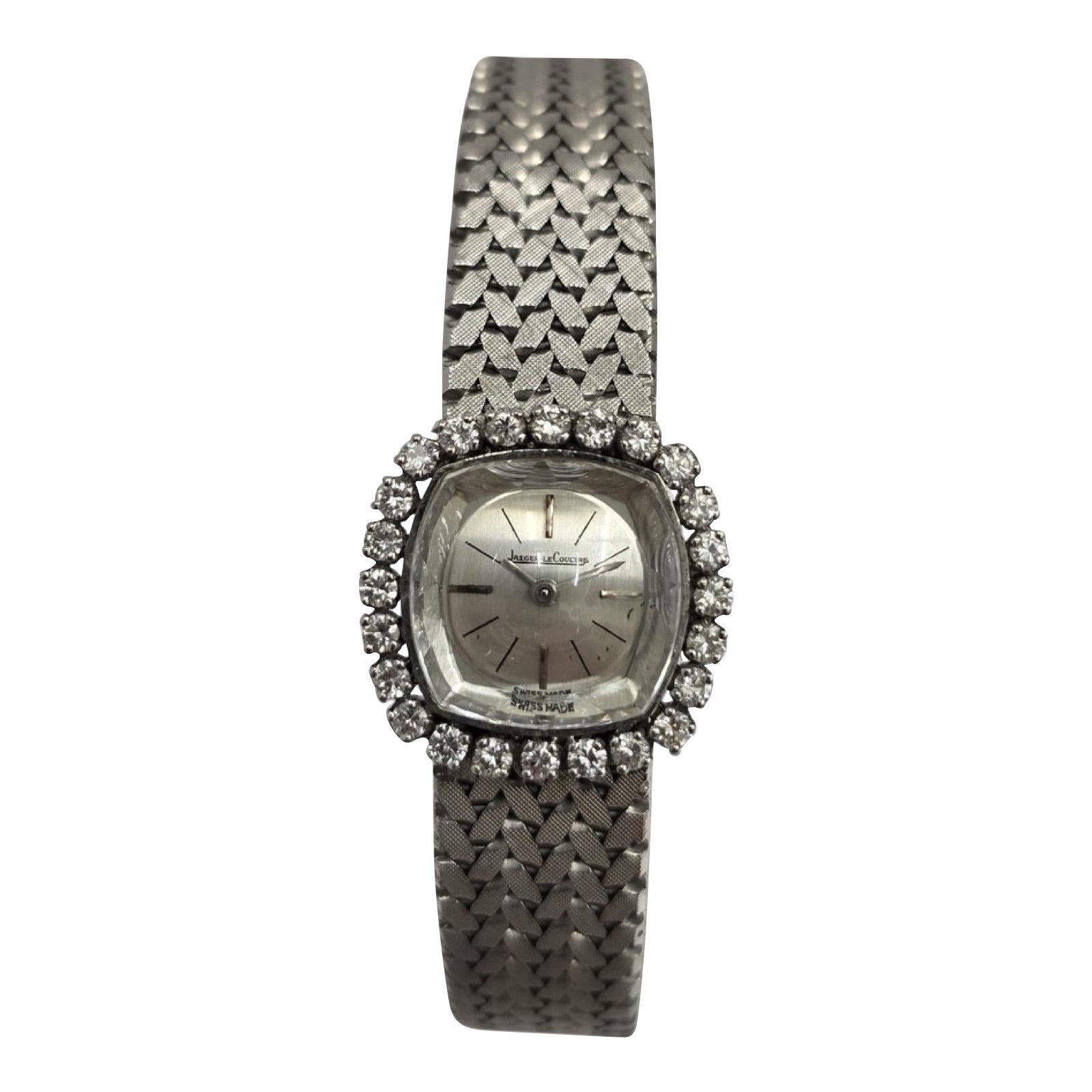 Jaeger-LeCoultre Vintage 18K White Gold Ladies Watch – Diamond Bezel, Swiss For Sale