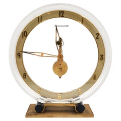 Horloge de table Jaeger LeCoultre vintage en laiton, mouvement 8 jours