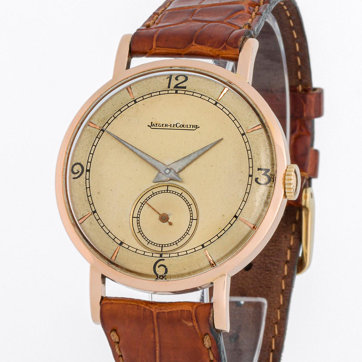 Jaeger-LeCoultre Vintage Rose Gold and Small seconds on the dial In Good Condition For Sale In MADRID, ES