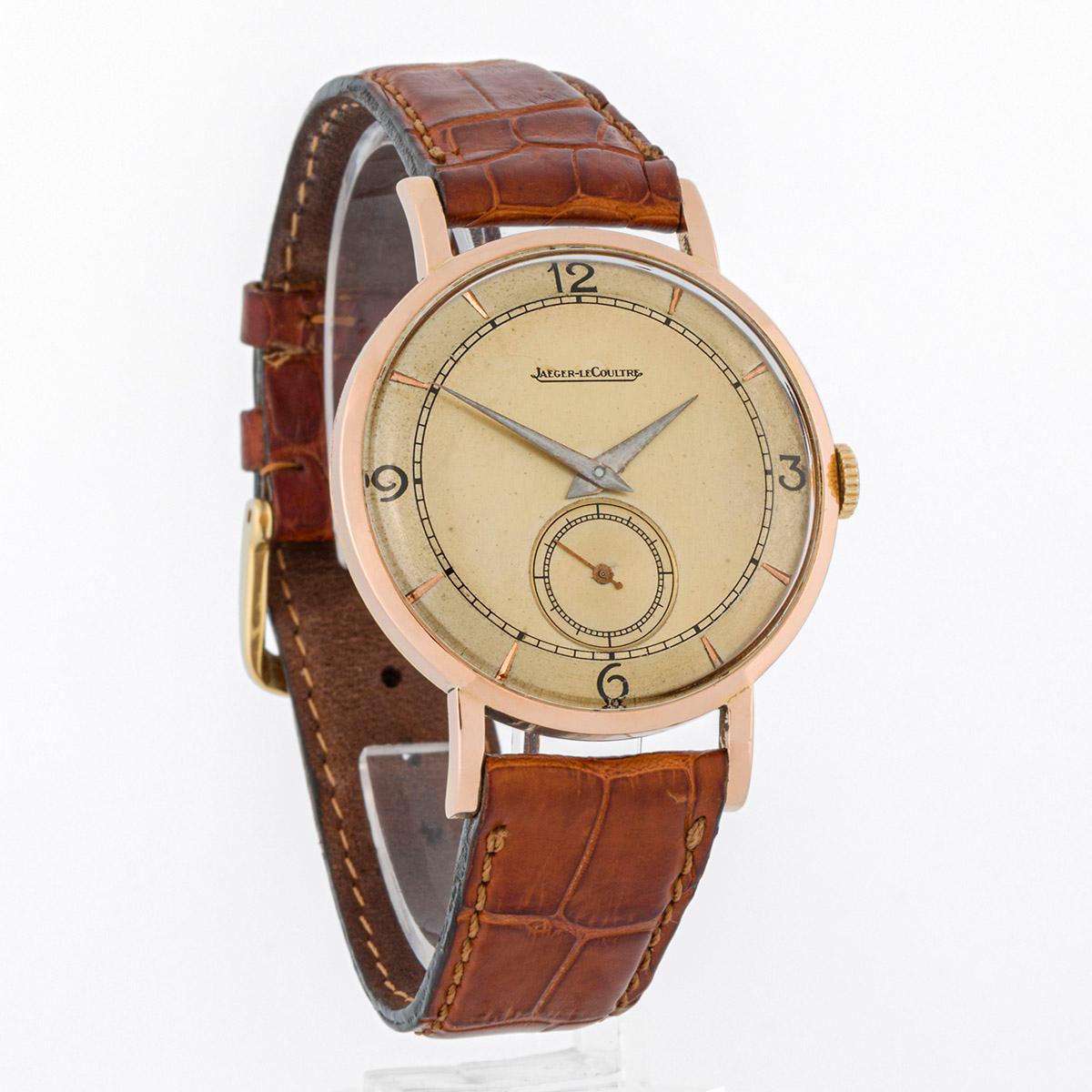 Men's Jaeger-LeCoultre Vintage Rose Gold and Small seconds on the dial For Sale
