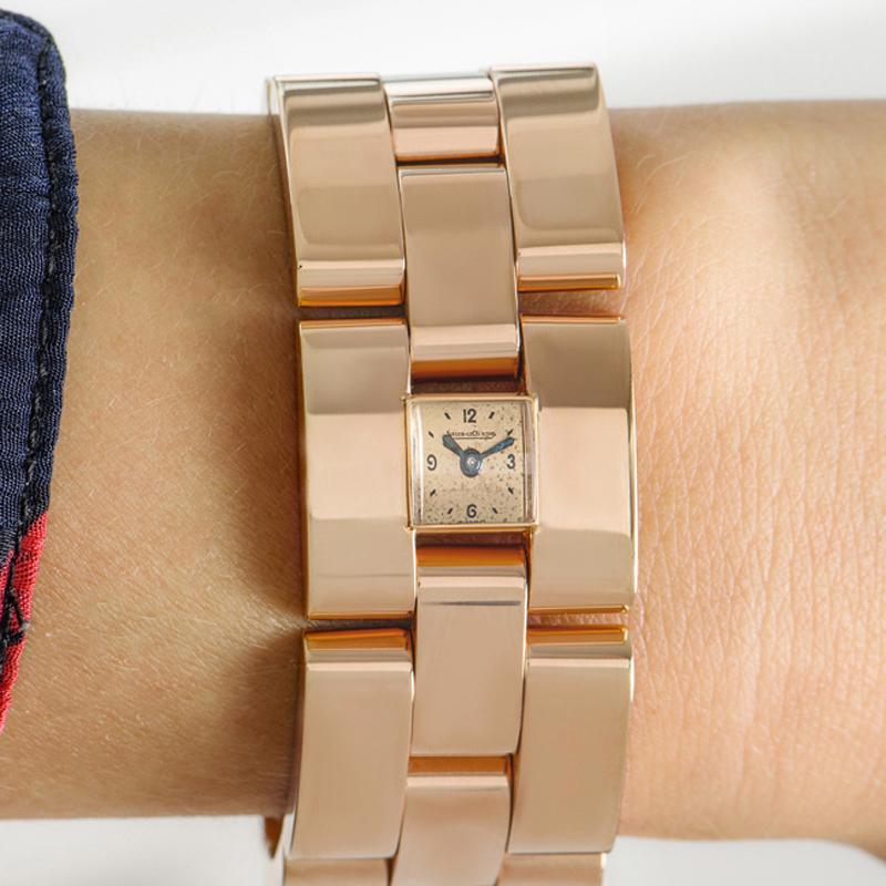 Jaeger LeCoultre Vintage Women's Dress Watch 18K Rose Gold Champagne Dial 2