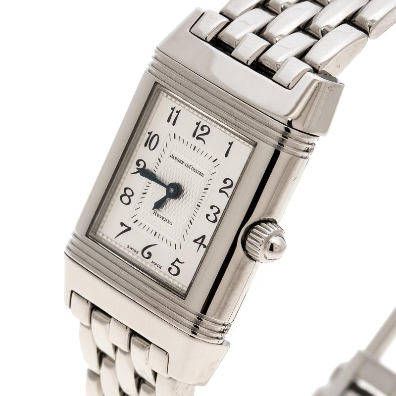 Contemporary Jaeger LeCoultre White Diamonds Reverso Classic Duetto Women's Wristwatch 20 mm