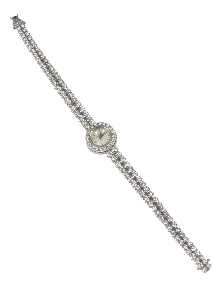 Jaeger-LeCoultre White Gold and Diamond Back Wind Ladies Bracelet Watch ...