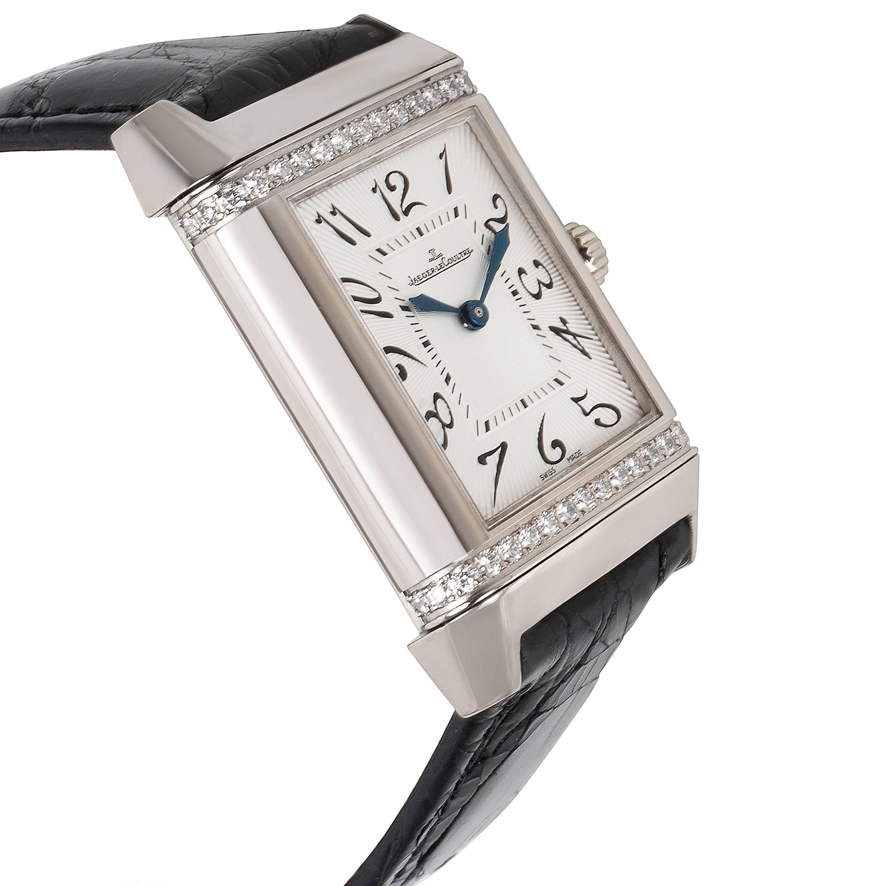 Modern Jaeger-LeCoultre White Gold Reverso Duetto Mechanical Wristwatch