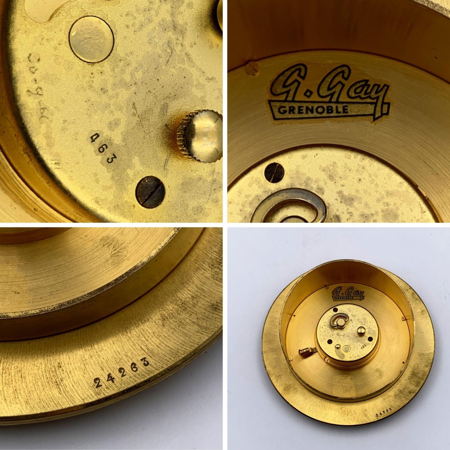 Jaeger LeCoutre for Hermes Vintage Round Gold Metal Desk Clock 3