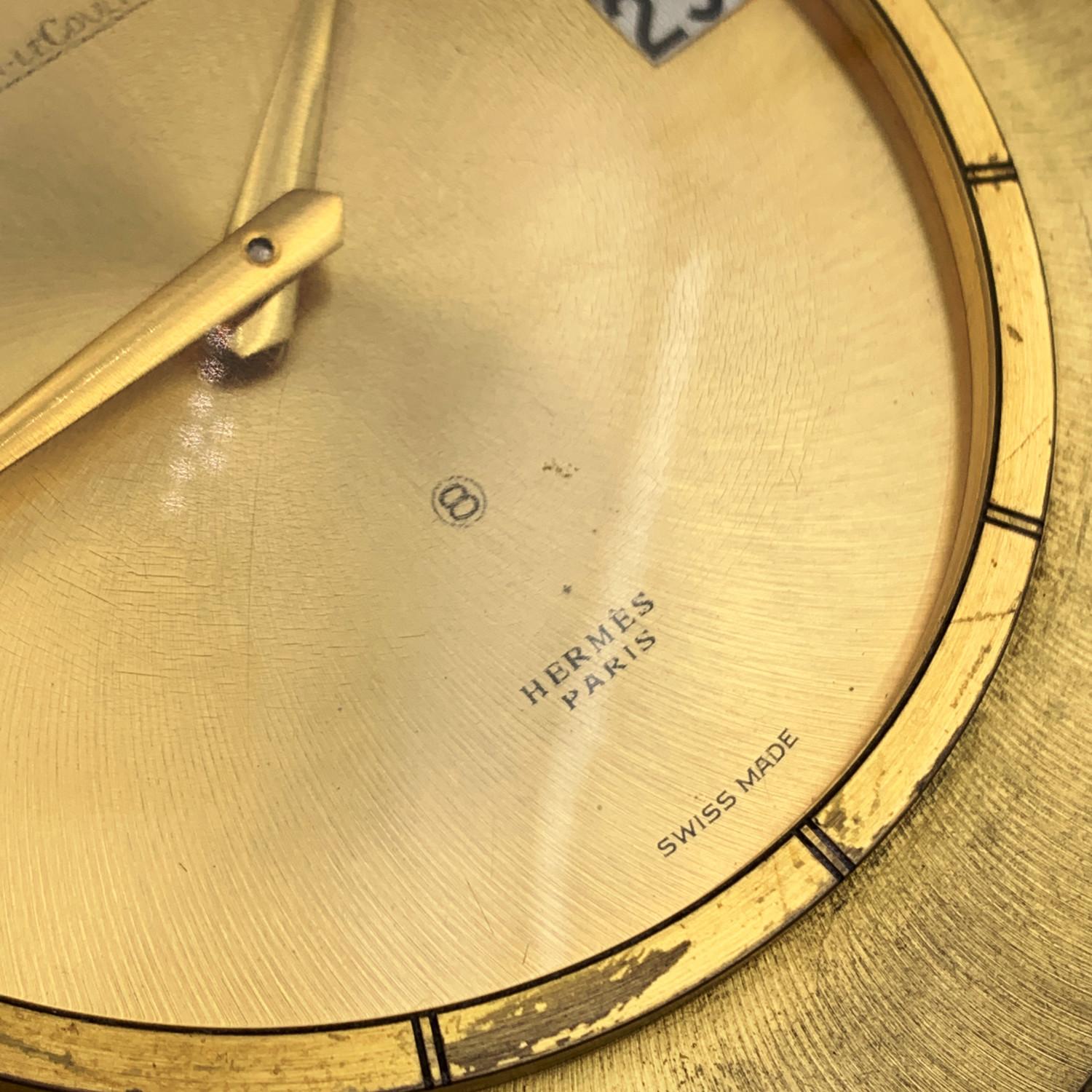 Jaeger LeCoutre for Hermes Vintage Round Gold Metal Desk Clock 4
