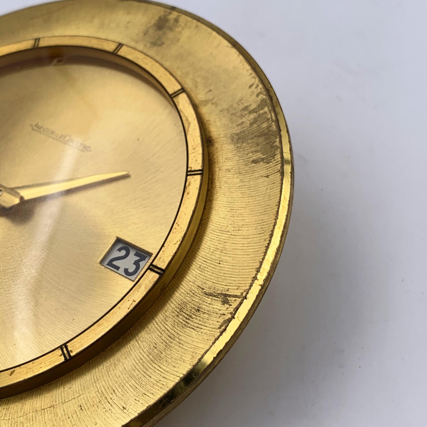 Jaeger LeCoutre for Hermes Vintage Round Gold Metal Desk Clock For Sale ...