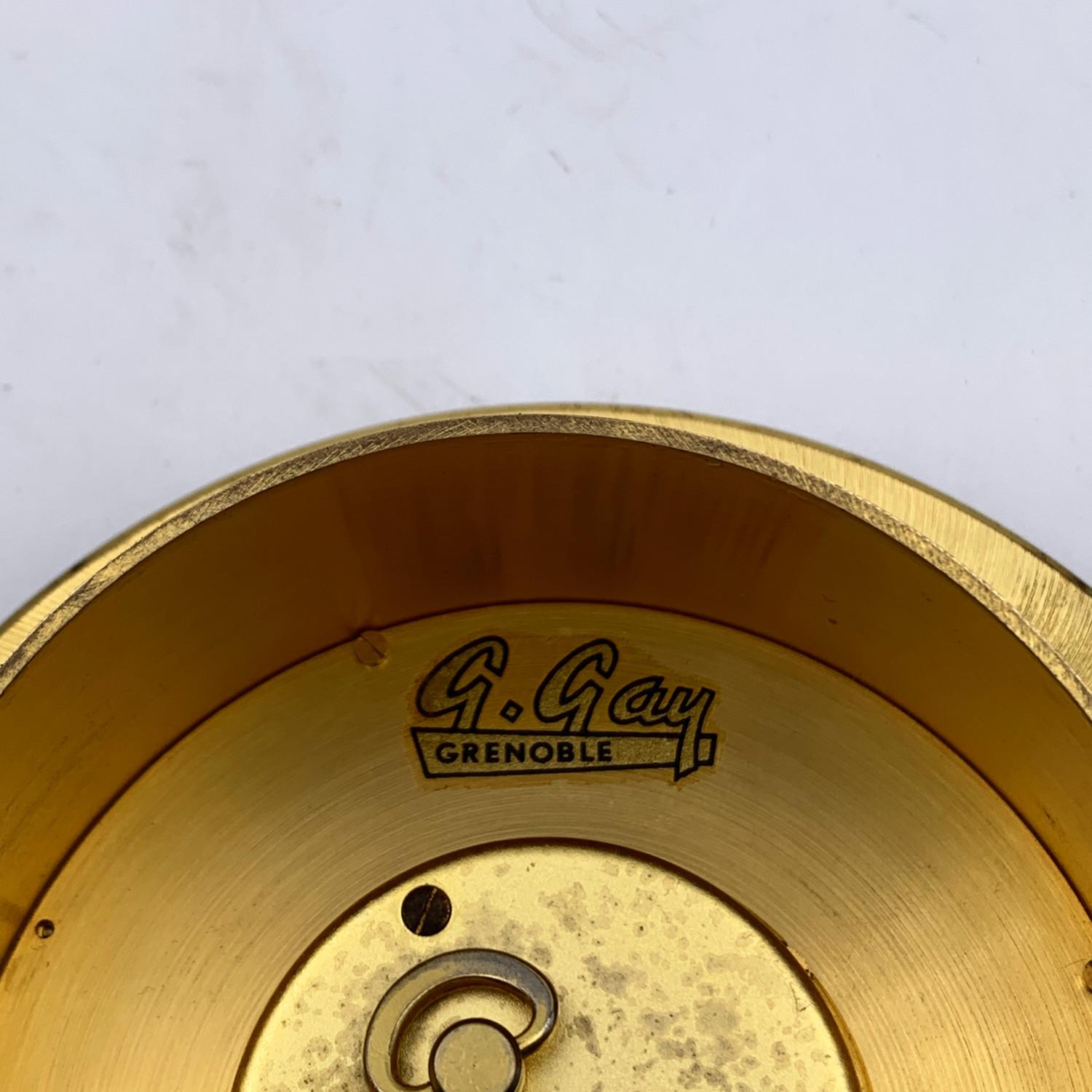 Women's or Men's Jaeger LeCoutre for Hermes Vintage Round Gold Metal Desk Clock