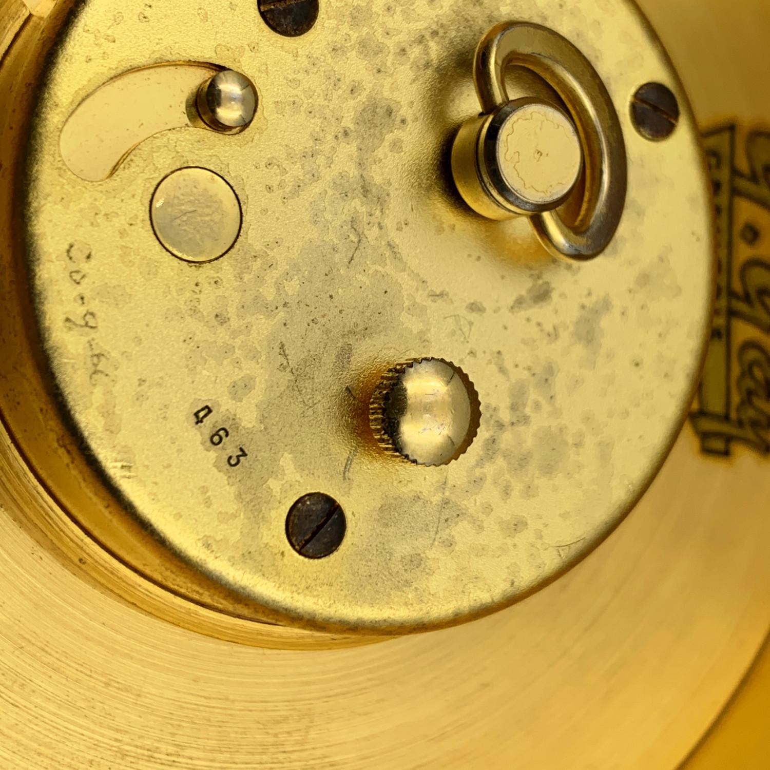 Jaeger LeCoutre for Hermes Vintage Round Gold Metal Desk Clock 1