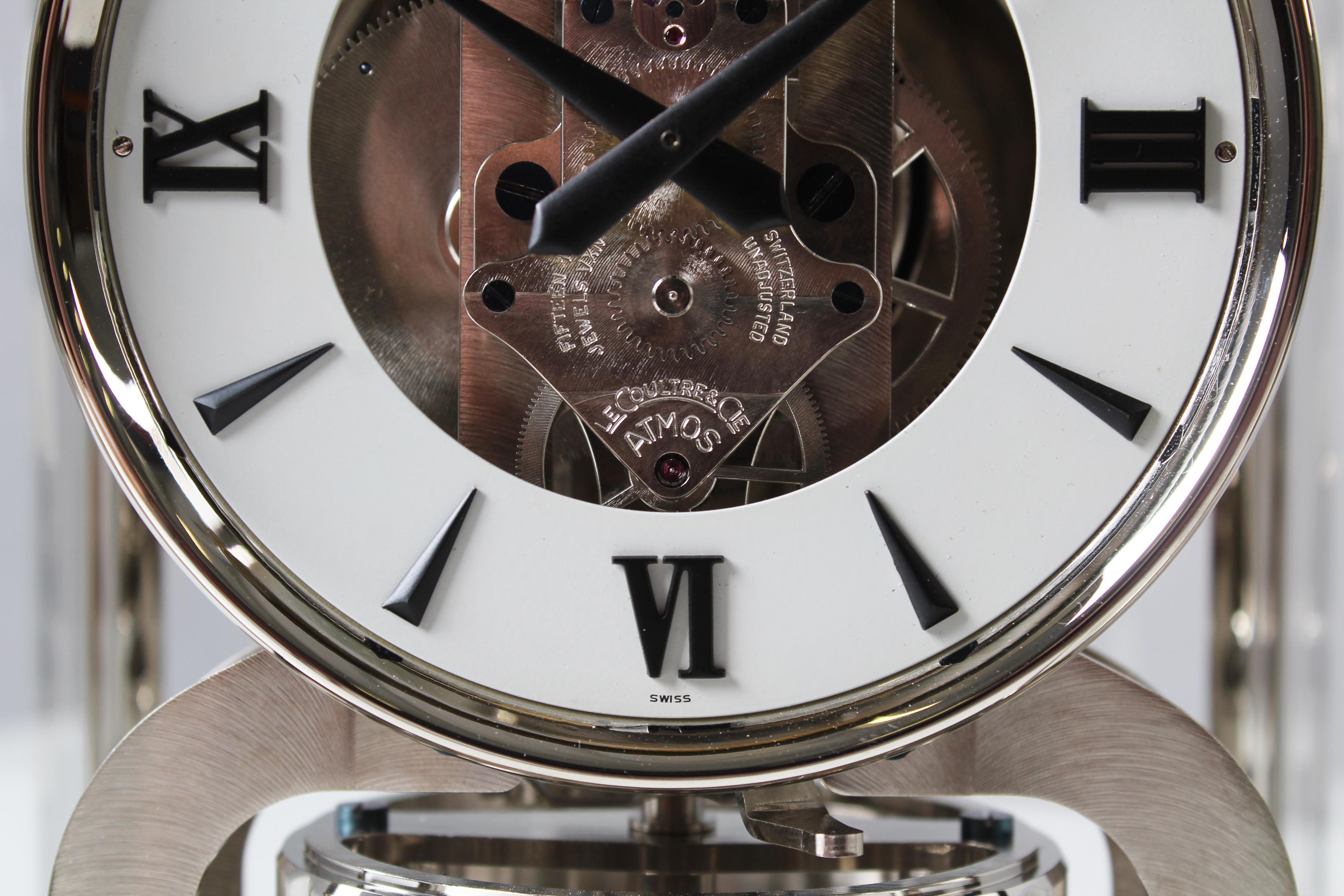 Jaeger Lecoutre, Silver Atmos Clock from 1956, Revised and New Nickel-Plated 2